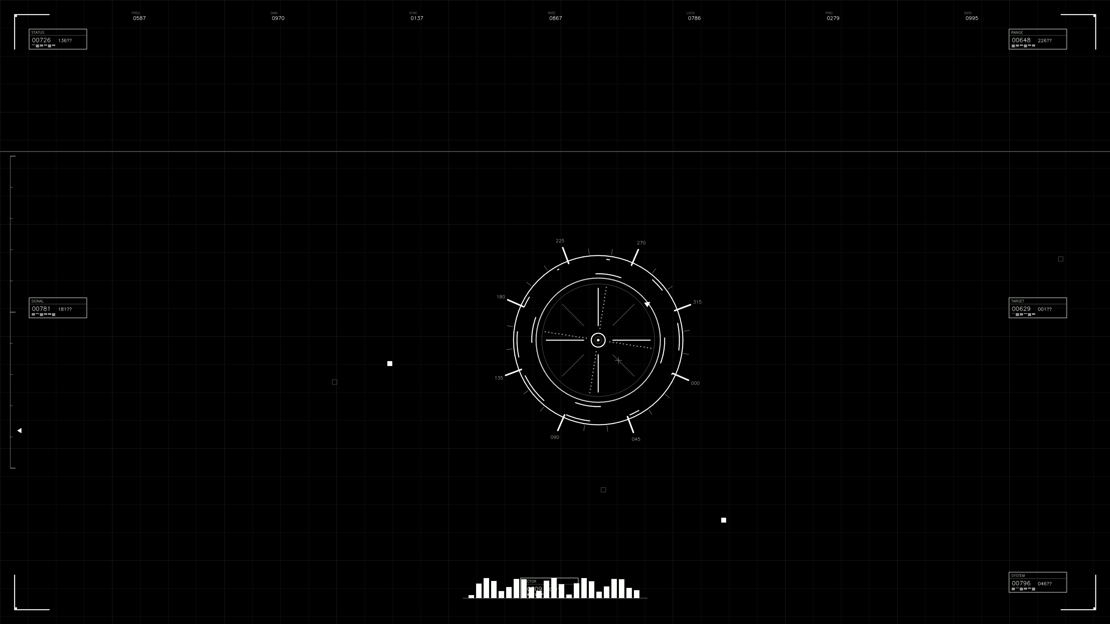 Military gui war stock footage hud animation for science fiction production with rotating wheel display and data overlays