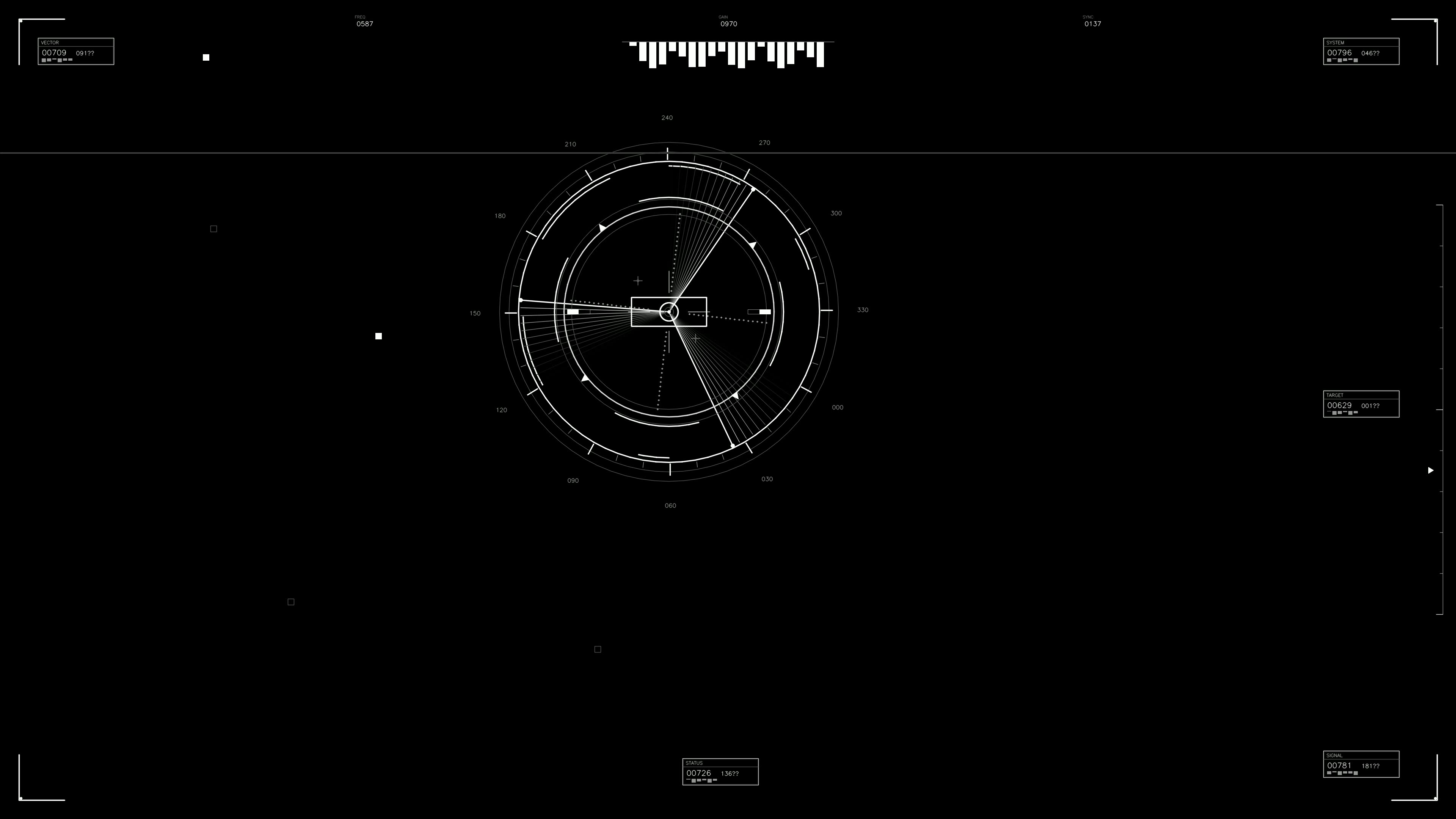 Military gui war stock footage hud animation for science fiction production displays radar interface and tracking data in dark atmosphere