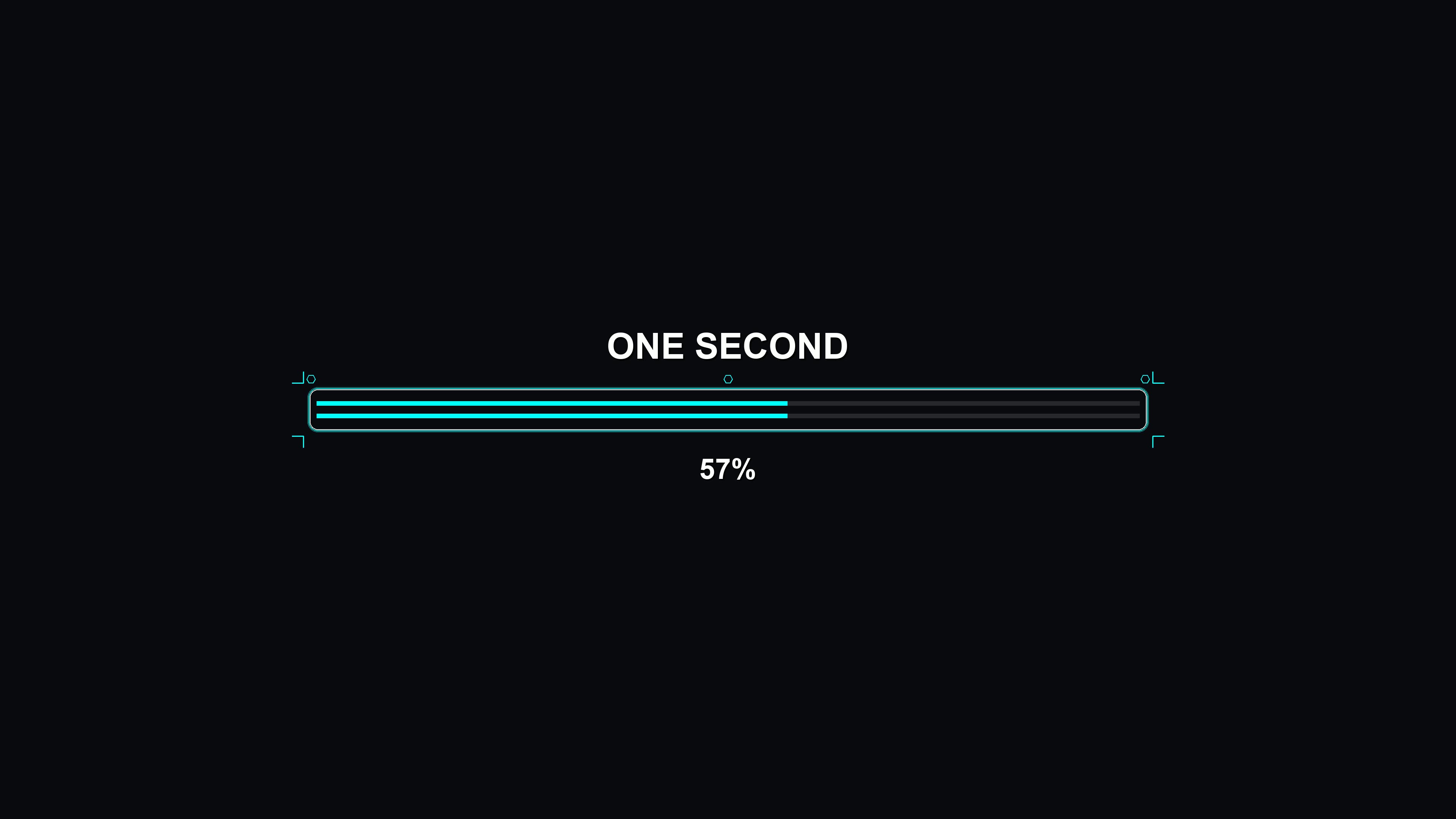 Loading bar animation for science fiction settings shows progress over one second in a futuristic design