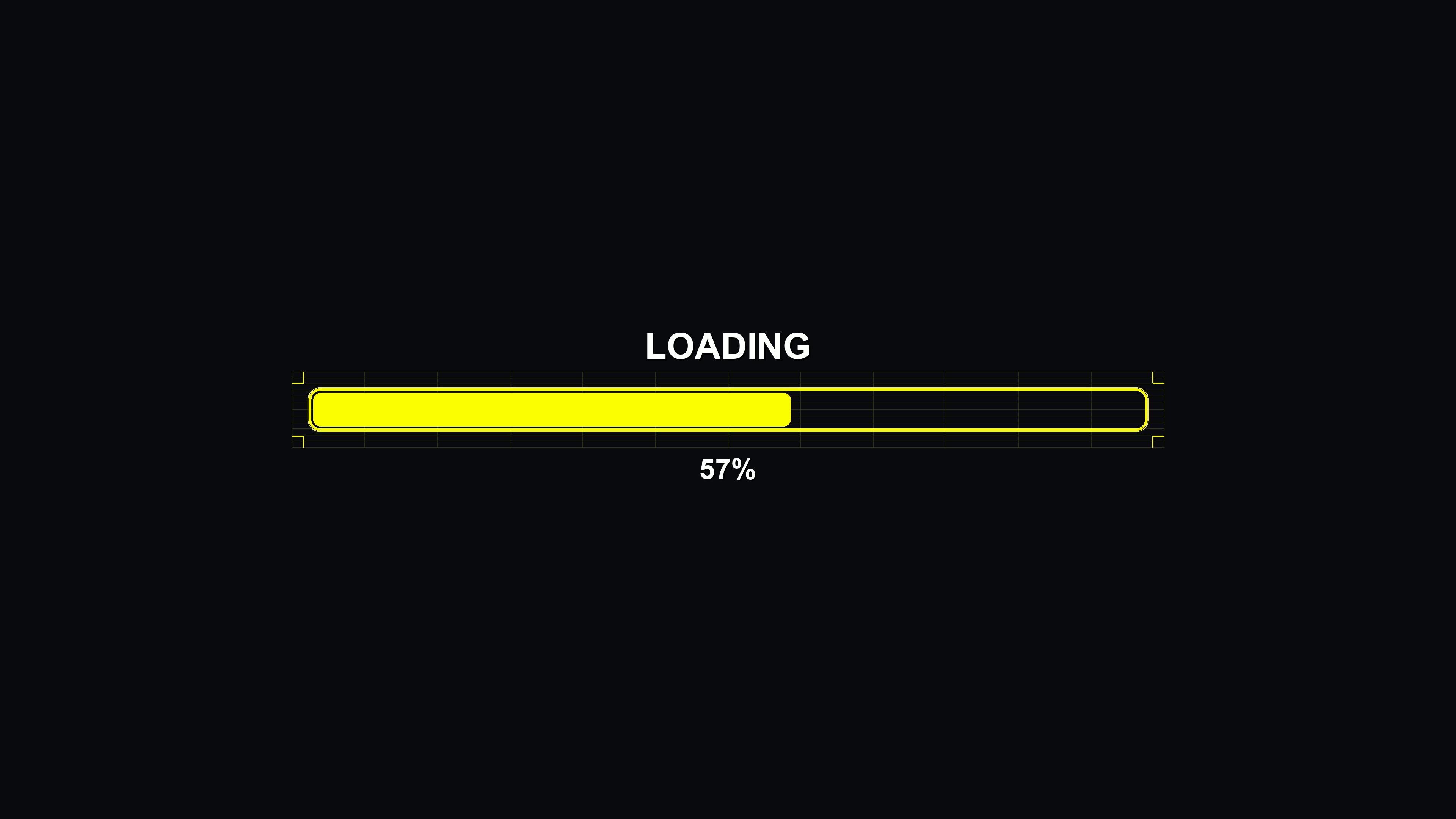 Loading progress bar for science fiction video applications displaying bright yellow elements with smooth animation effects