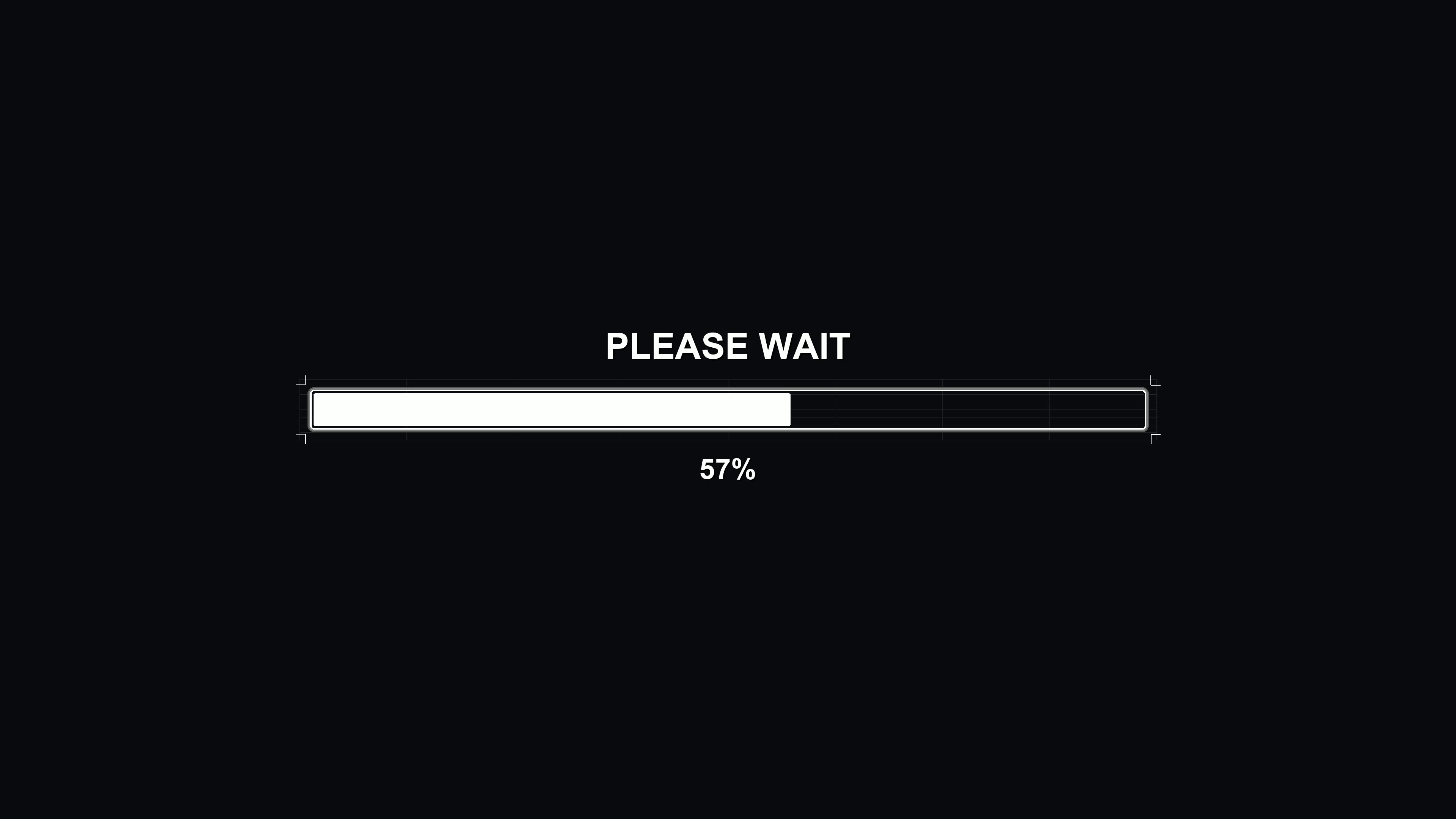 Loading bar displays progress in a science fiction setting with a message to please wait during process