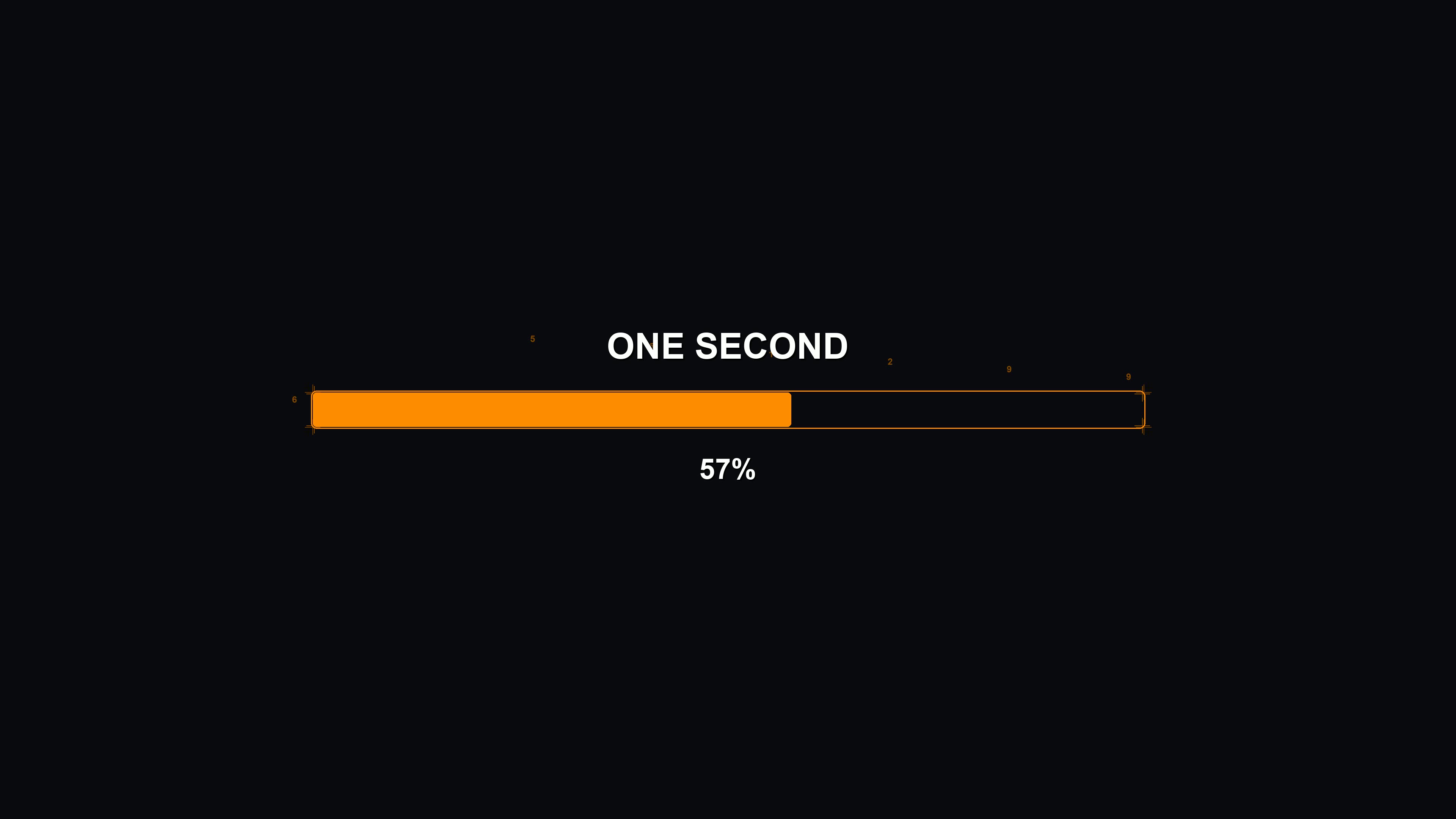 Progress bar animation for science fiction user interface displaying loading status and time remaining in a futuristic setting
