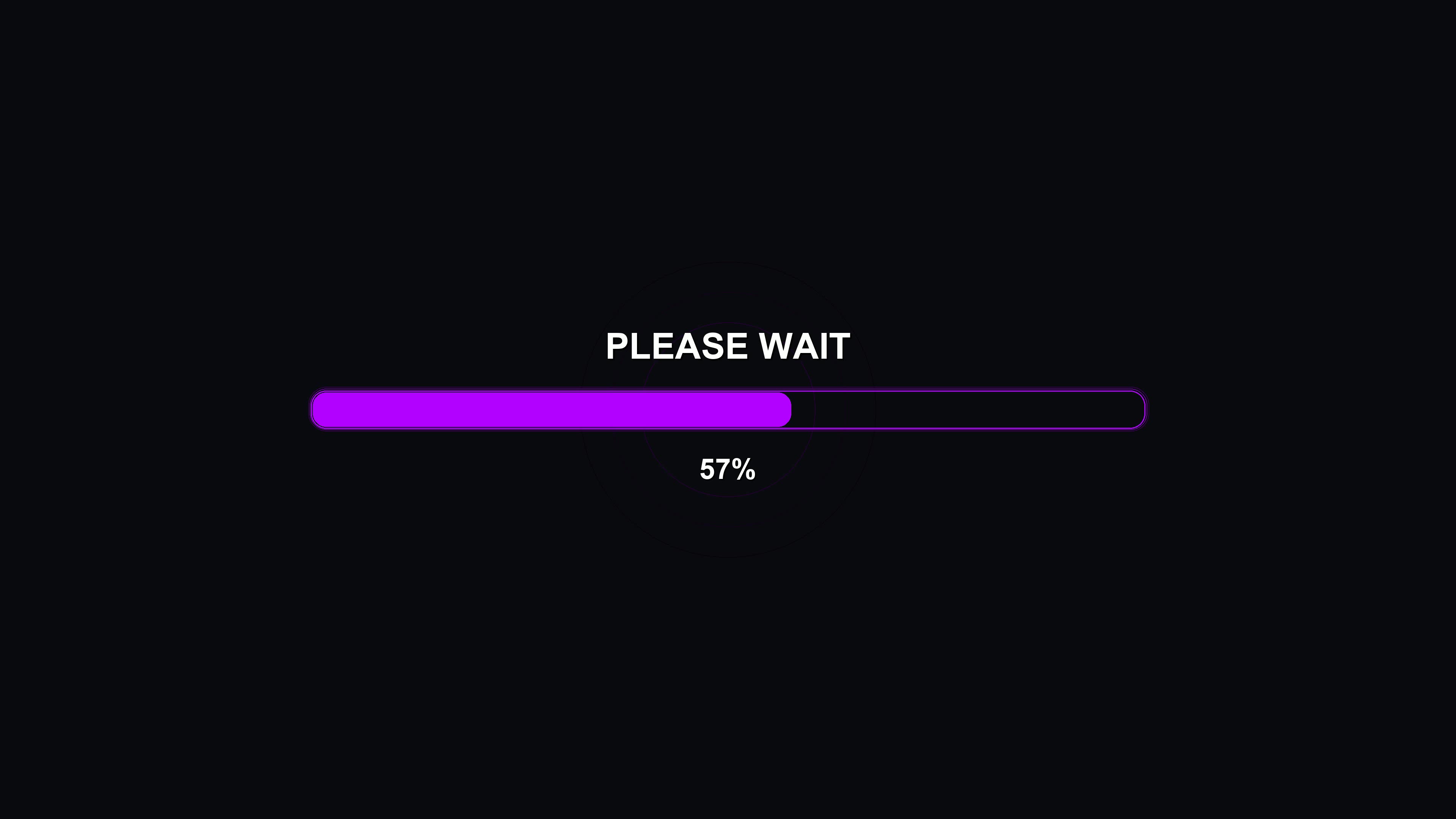 Progress bar animation shows loading status in a science fiction setting with abstract design elements