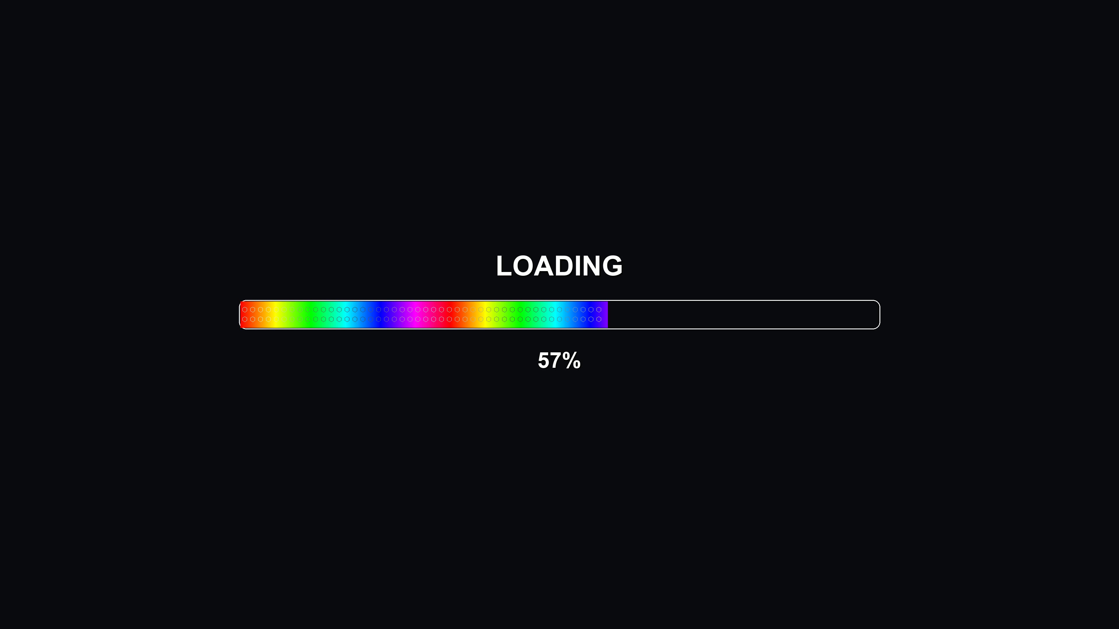 Cool progress bar animation with a hexagon grid design and vibrant colors displayed on a dark background for engaging visual effects