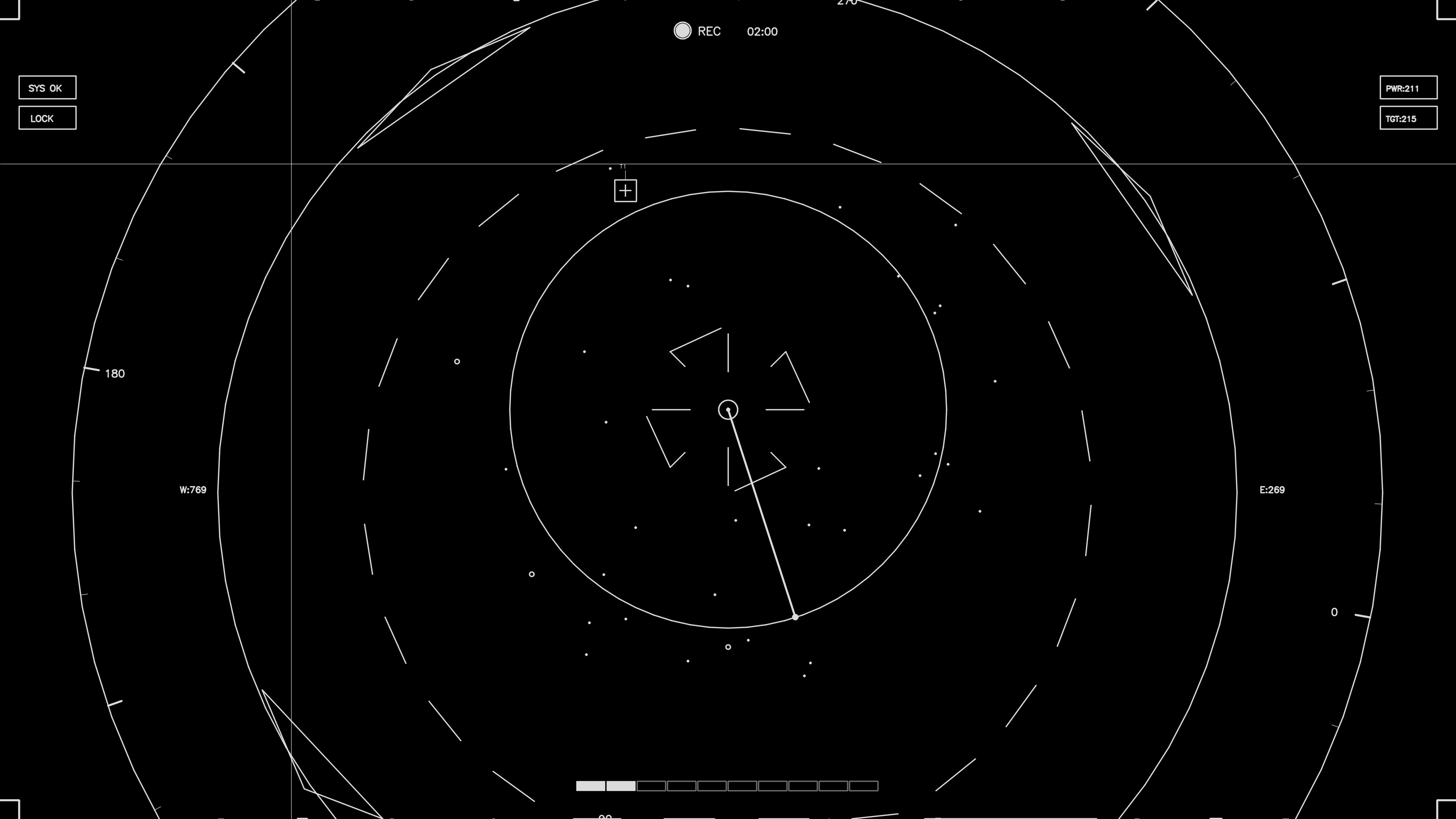 Hud elements animation for webdesign and sci-fi video editing shows user interface display design with lines and circles on screen