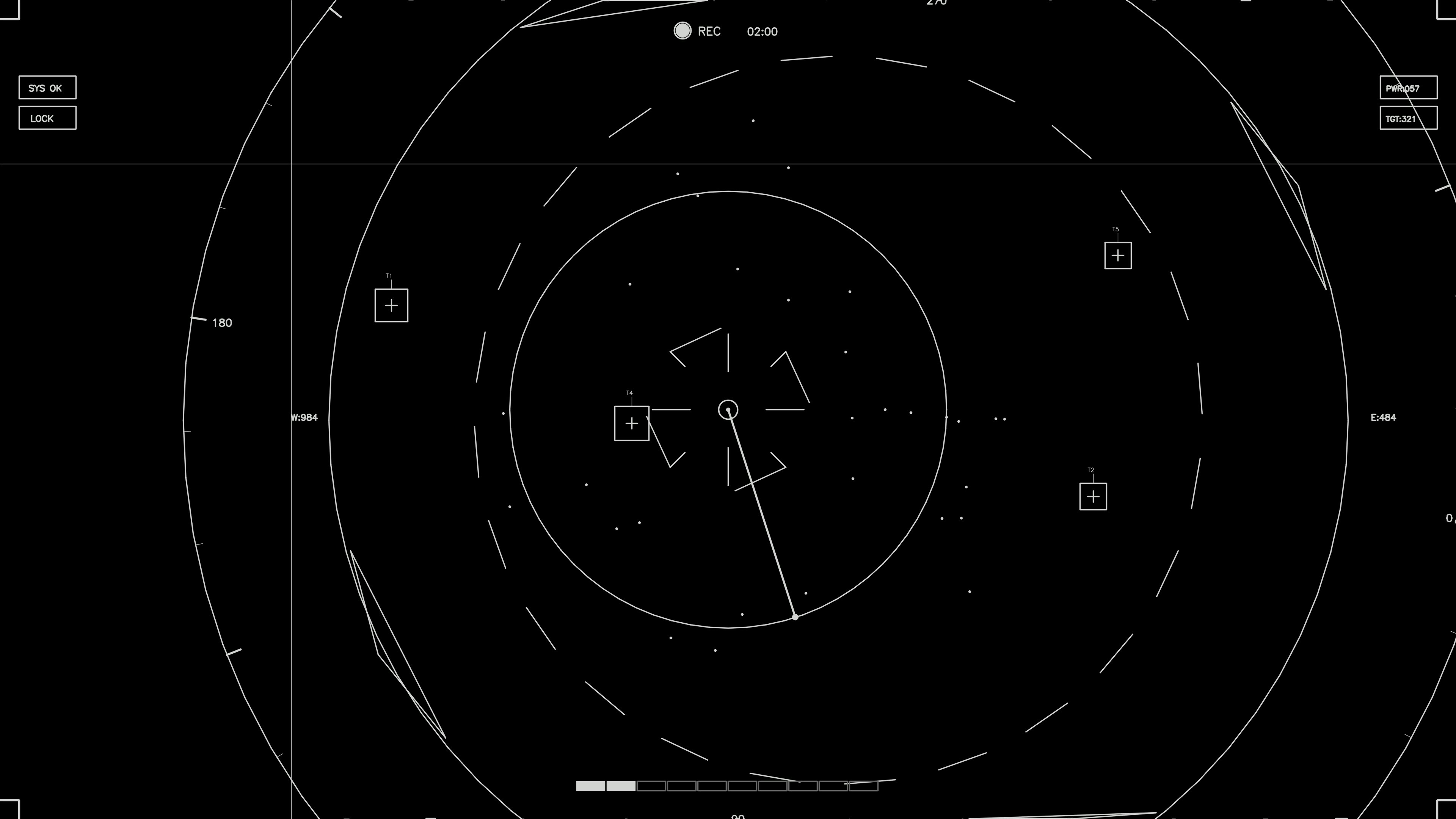 Hud elements animation shows interface design for web designers and sci-fi video editors in dark theme with basic shapes and lines