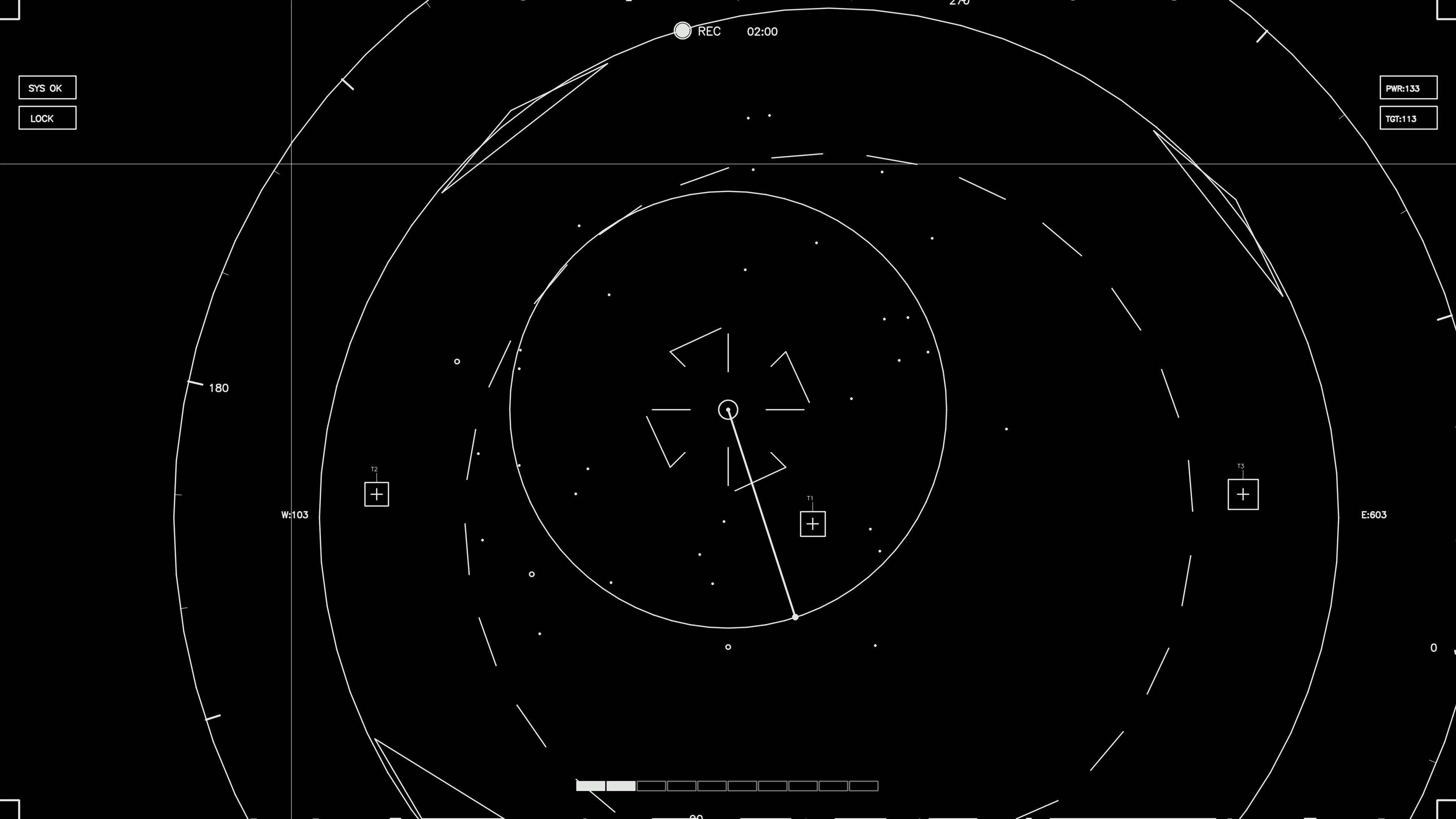 Hud elements animation for web designers and sci-fi video editing in a dark setting with rotating graphics and timers