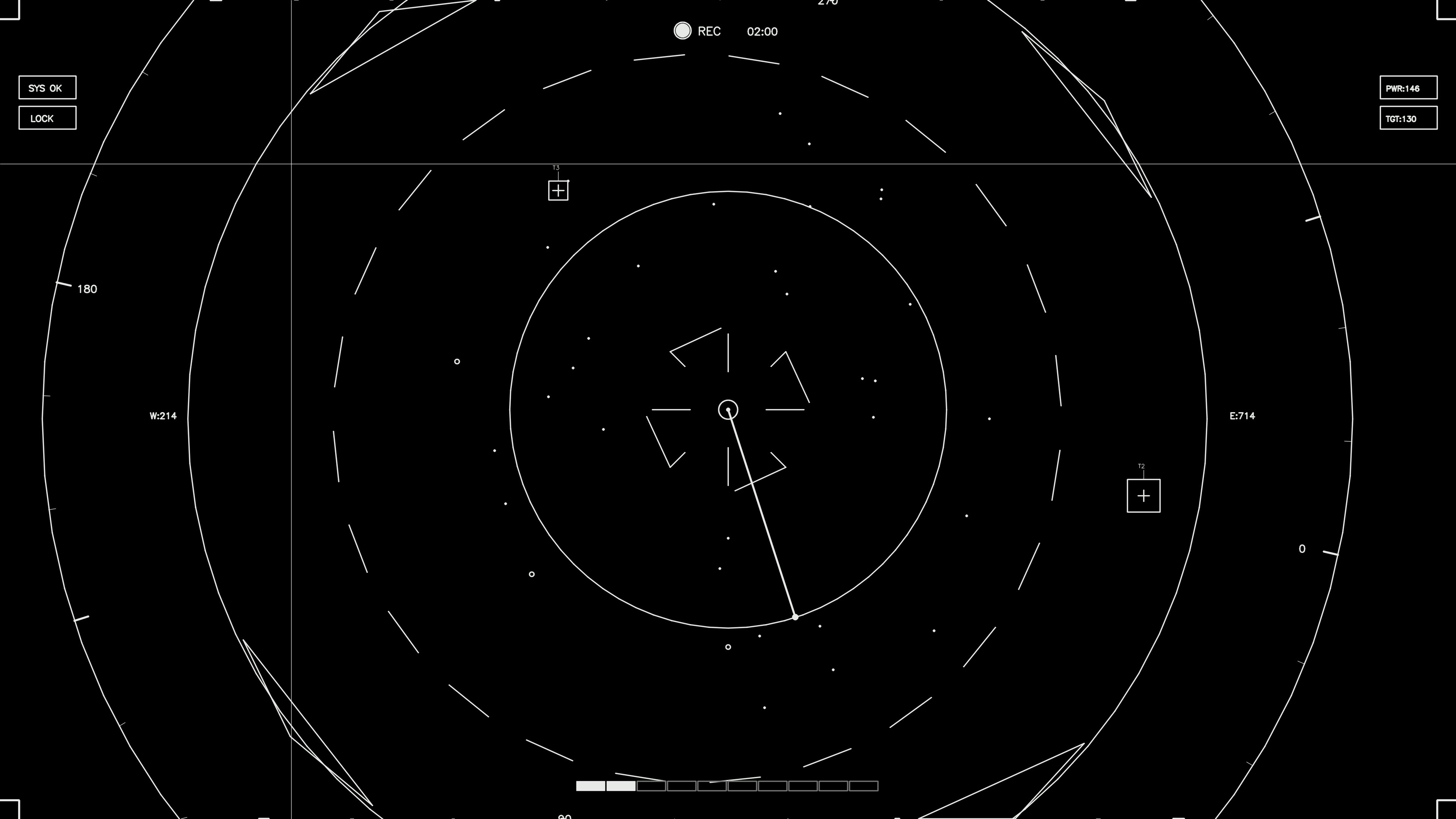Hud elements animation with radar display for web designer and sci-fi video cutter in digital format