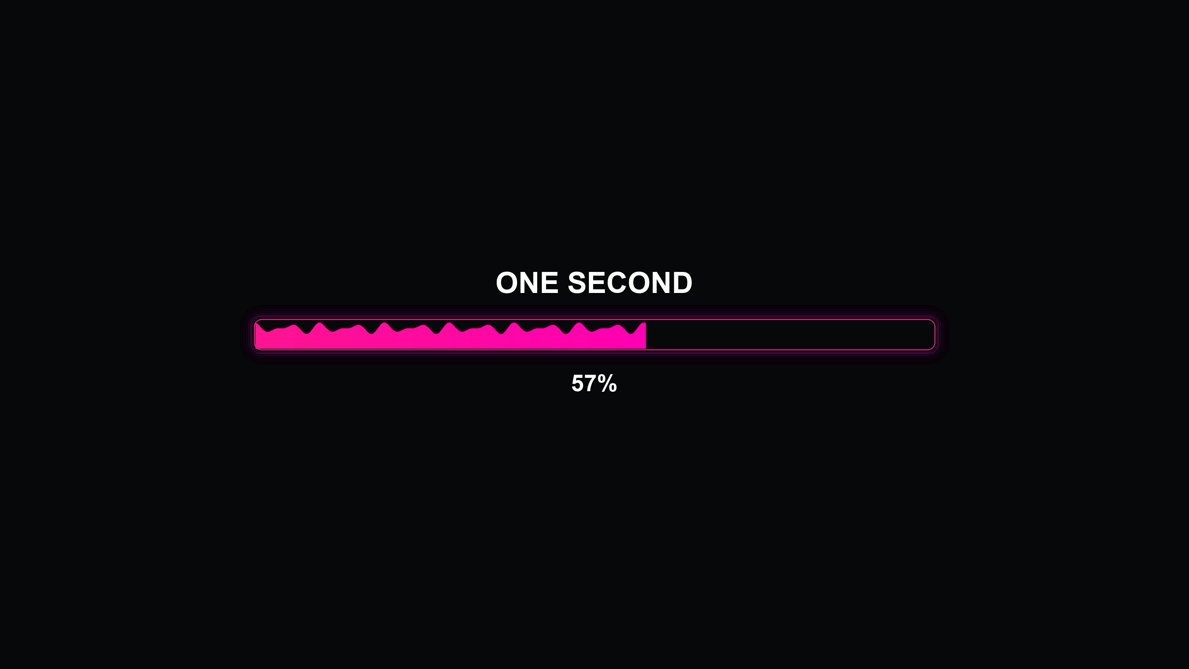 Modern progress bar animation that shows vibrant colors and a clear display of loading status with a one second time frame