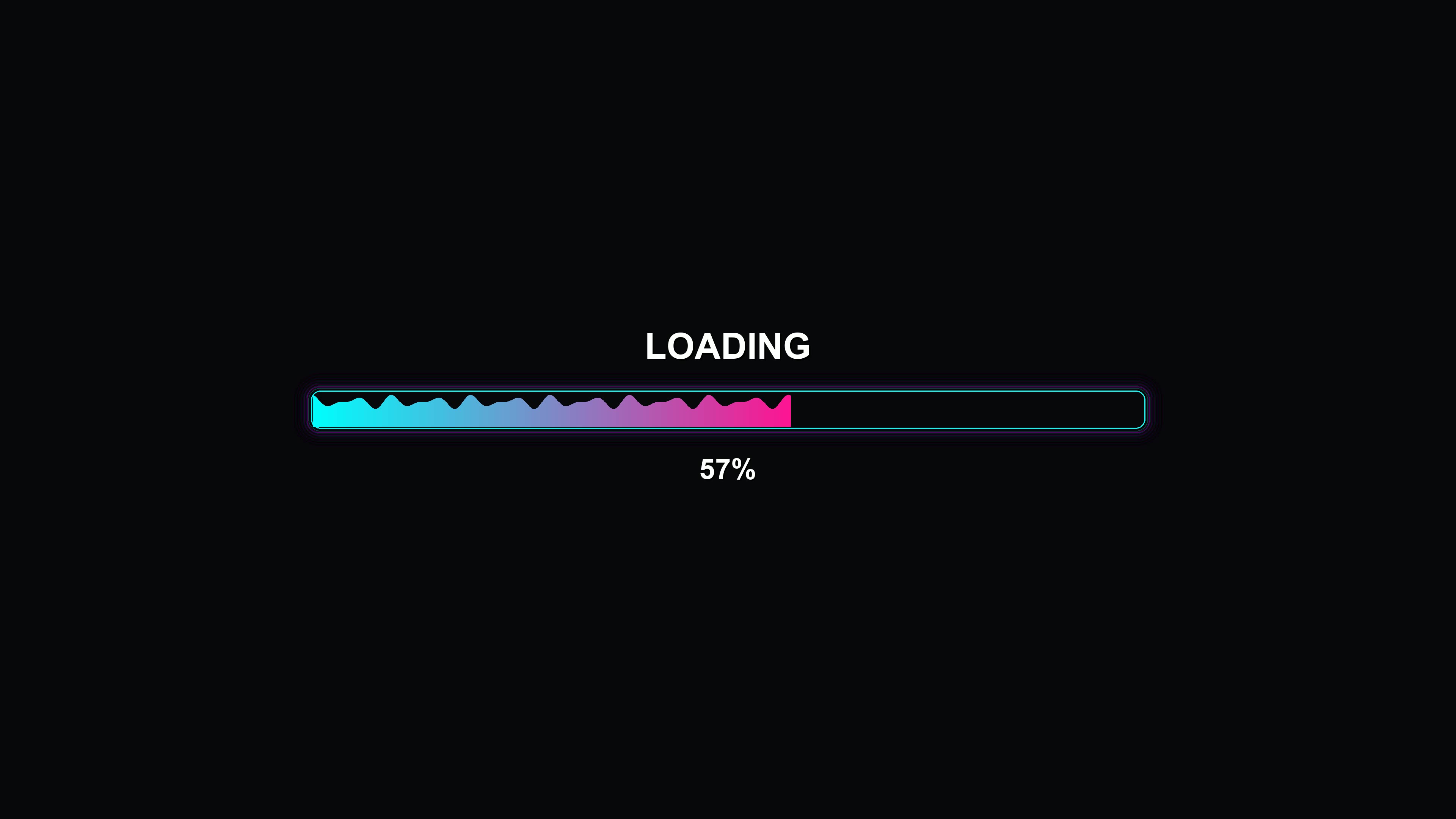 Modern progress bar animation shows loading completion with vibrant colors and visual effects revealing a dynamic design