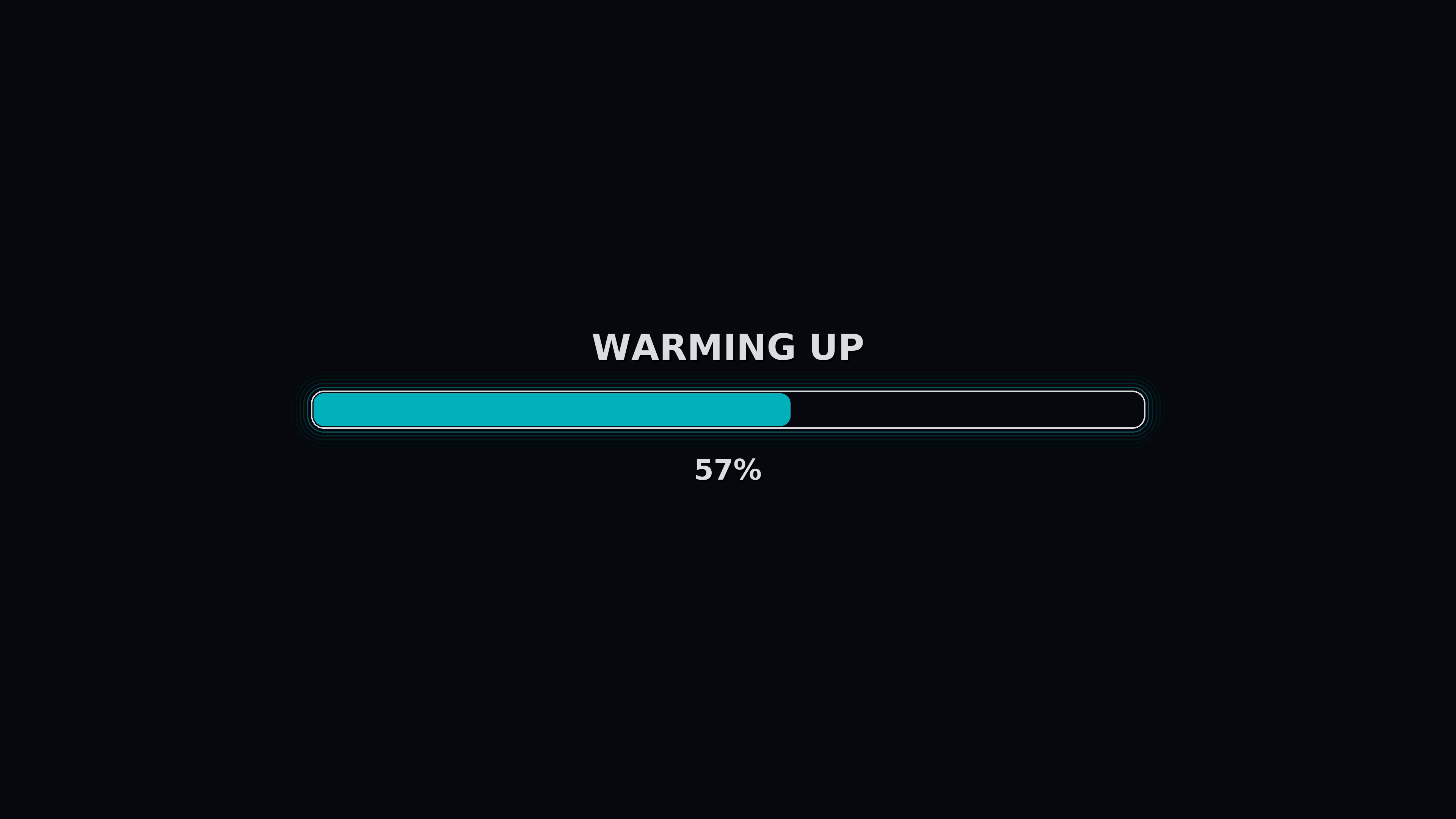 Progress bar reaches full completion during warming up phase in video production