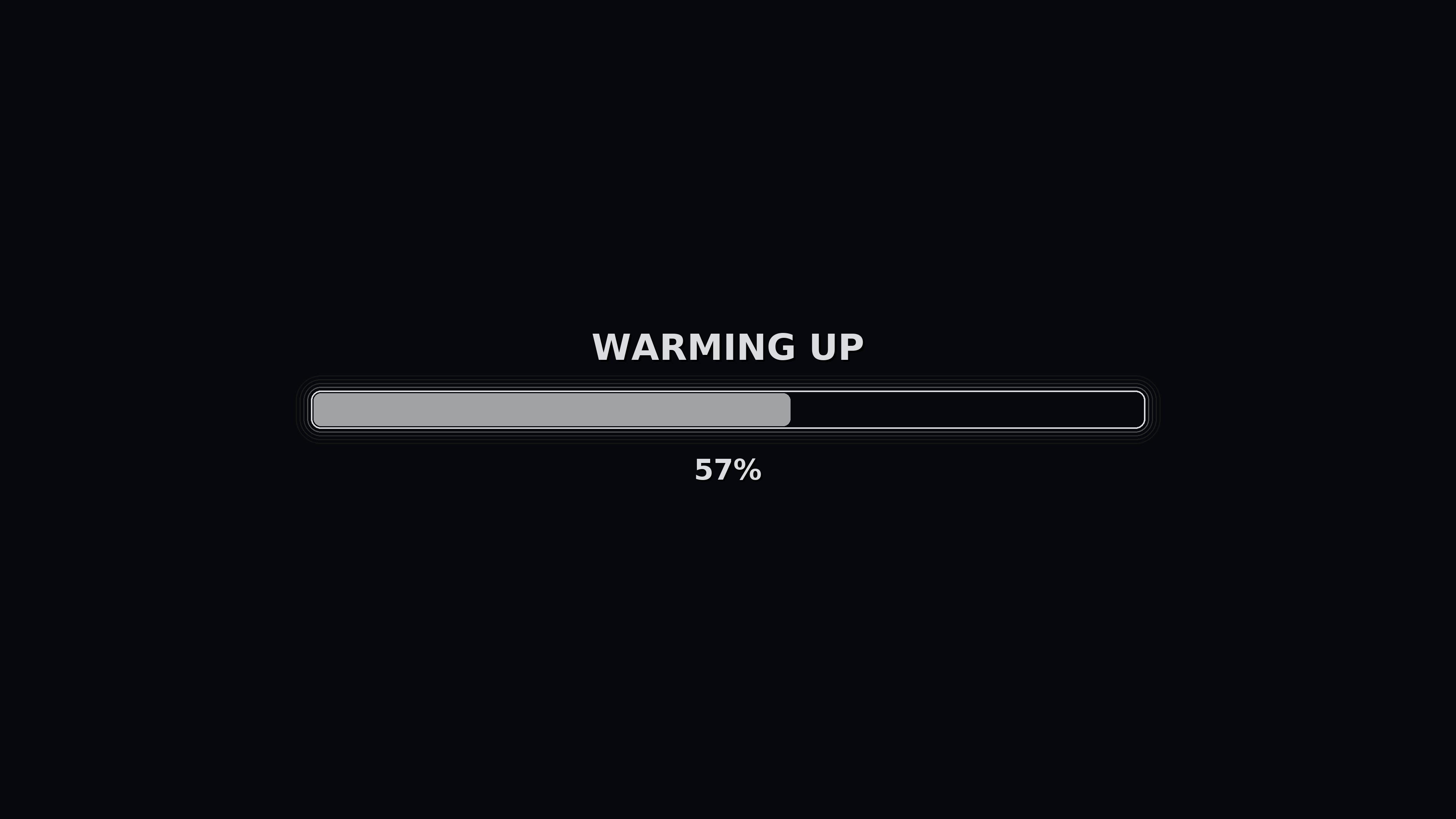 Progress bar reaches full animation for video with warming up message in view