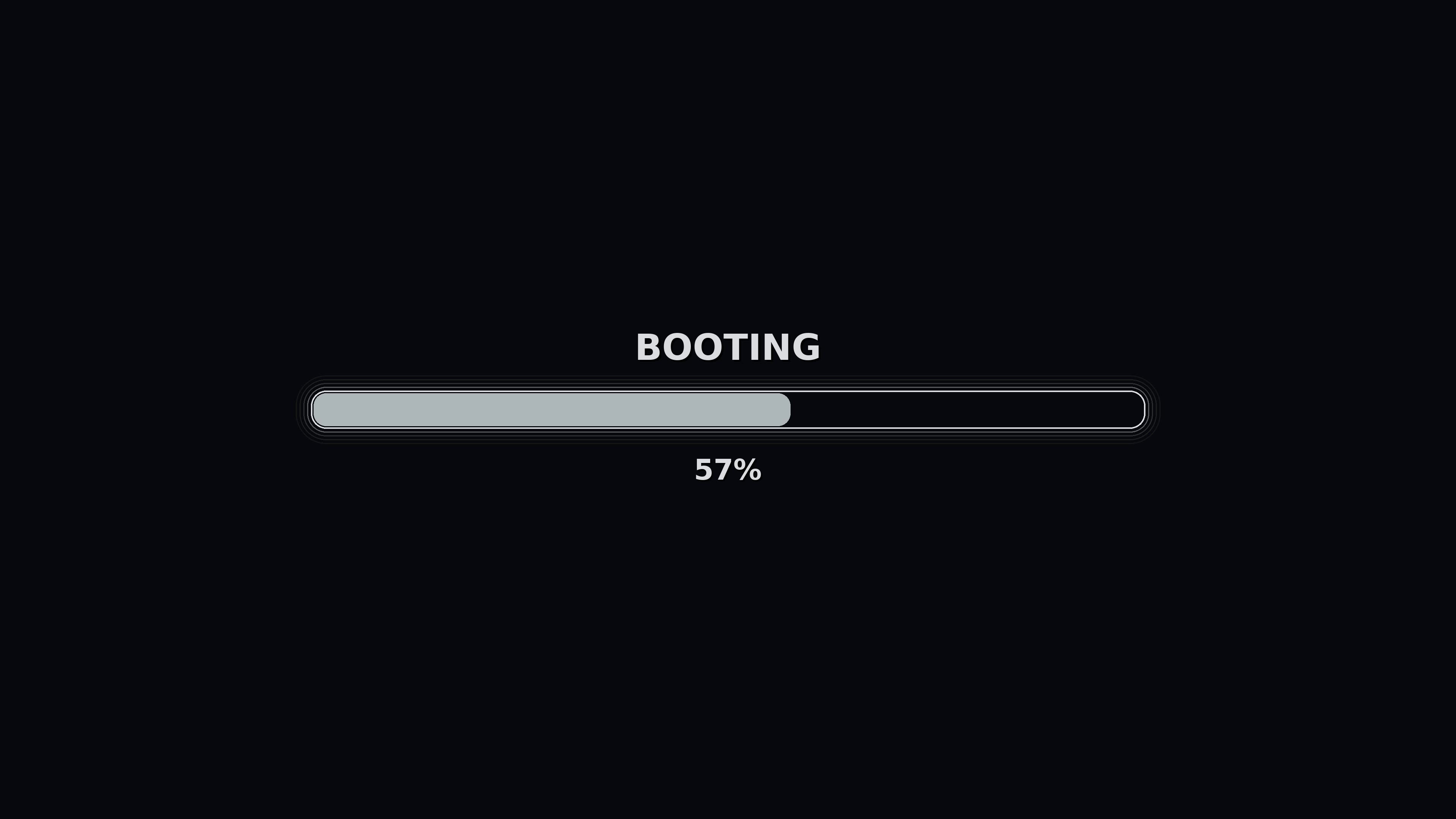 Progress bar reaching full animation for booting sequence in digital interface