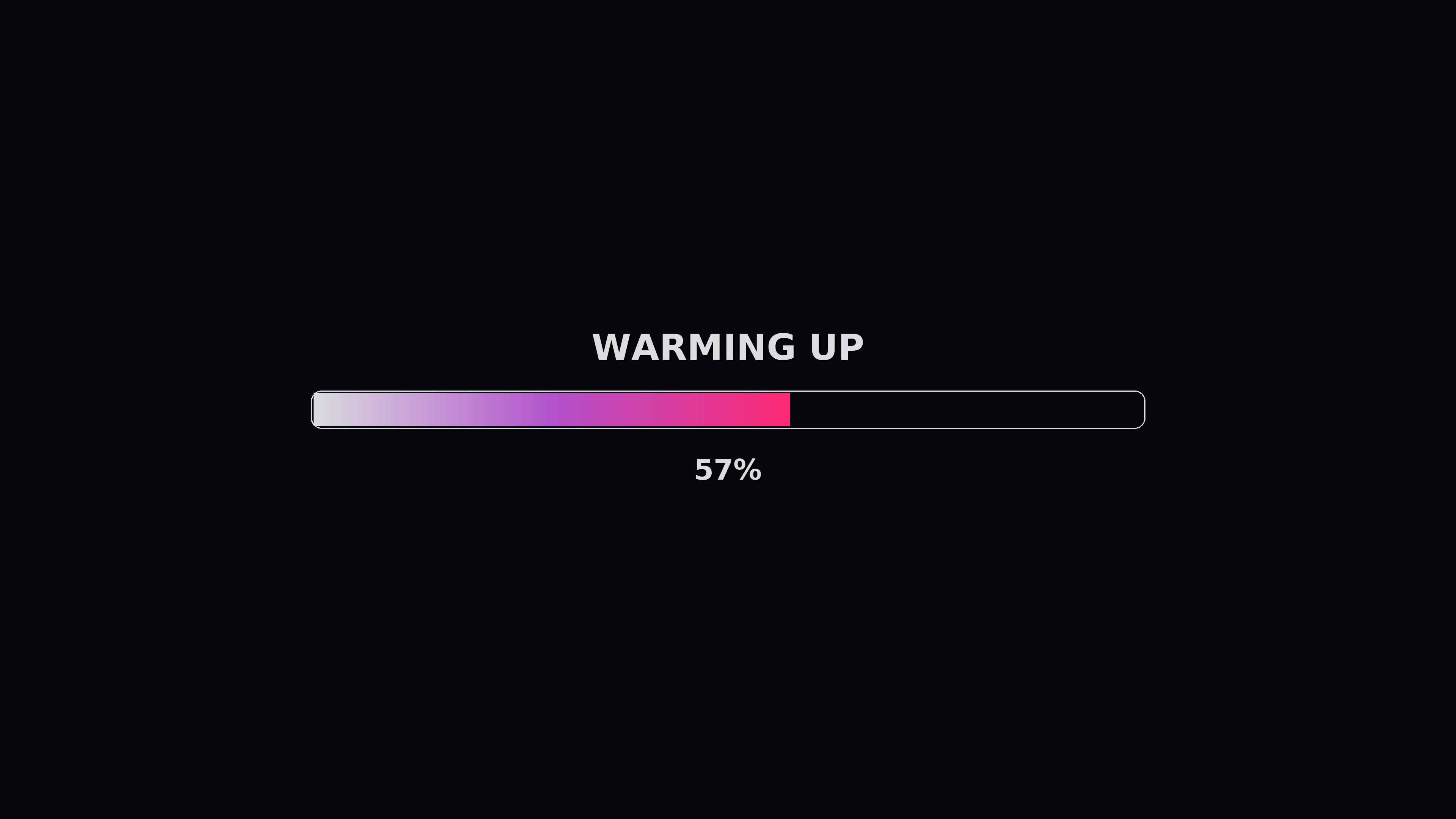 Progress bar shows warming up status as it fills completely for video preparation in digital media
