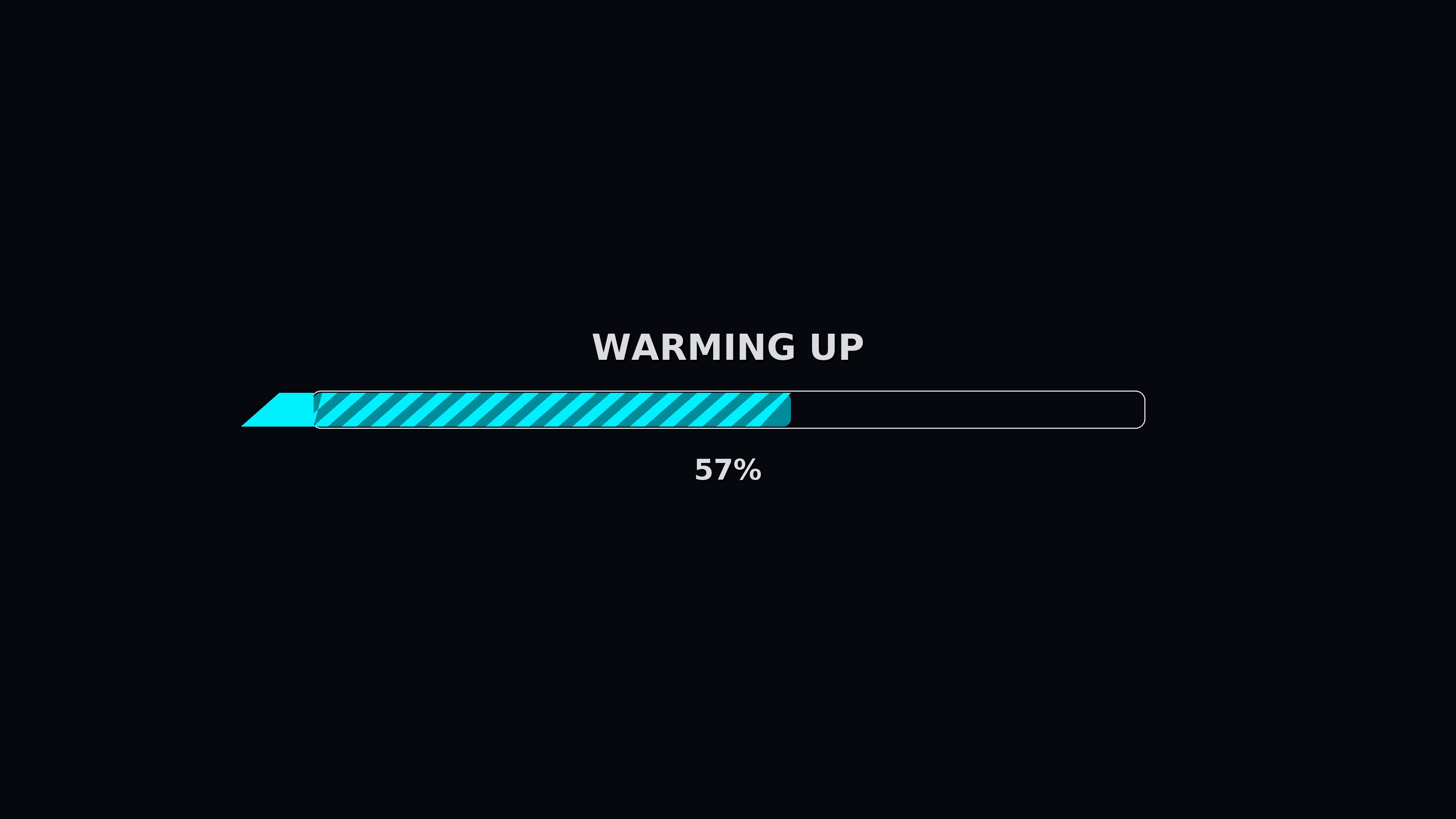 Progress bar showing warming up status reaching full animation for video presentation