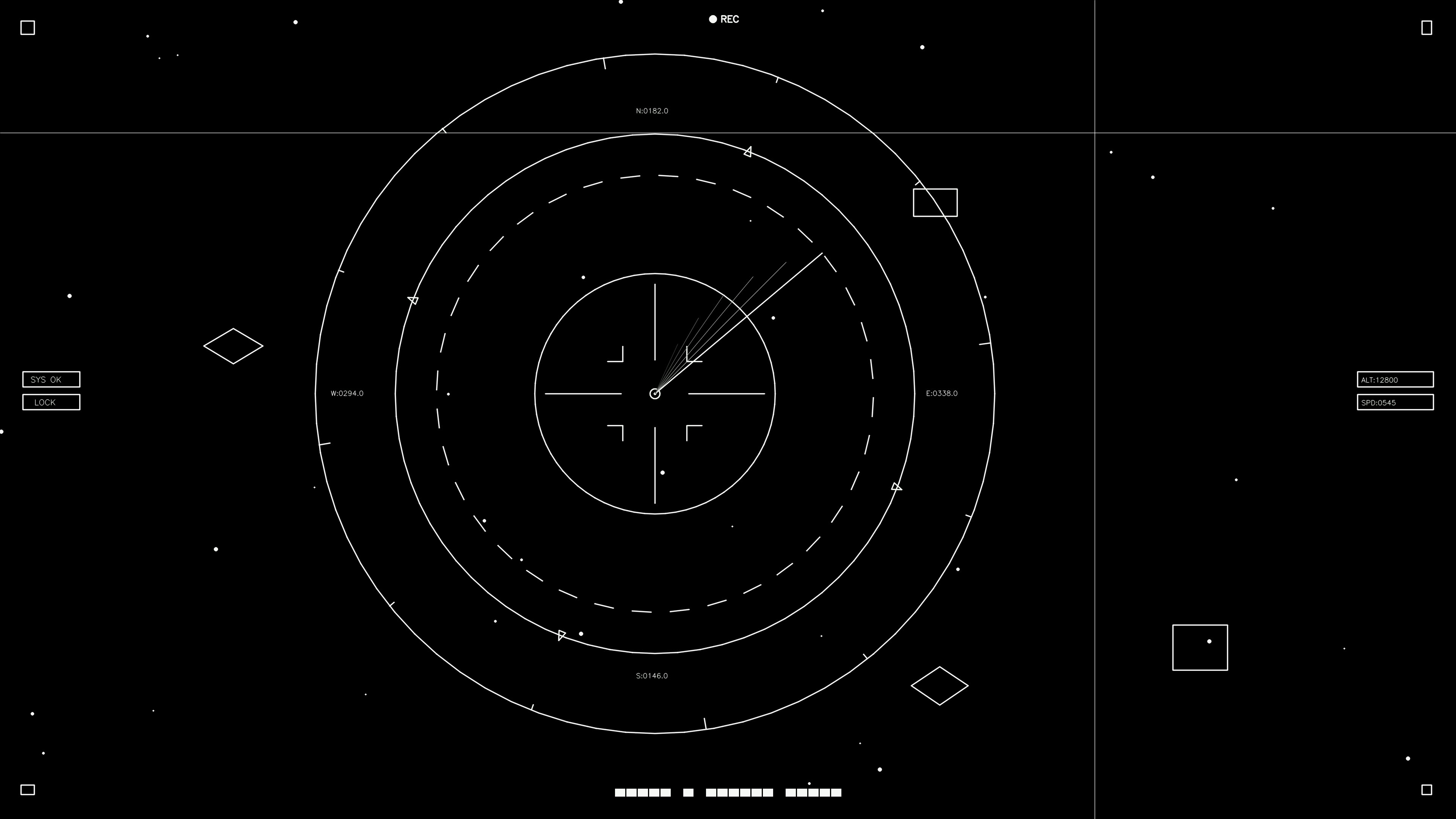Animation of hud elements for web design and sci-fi video production showing various data points and tracking features