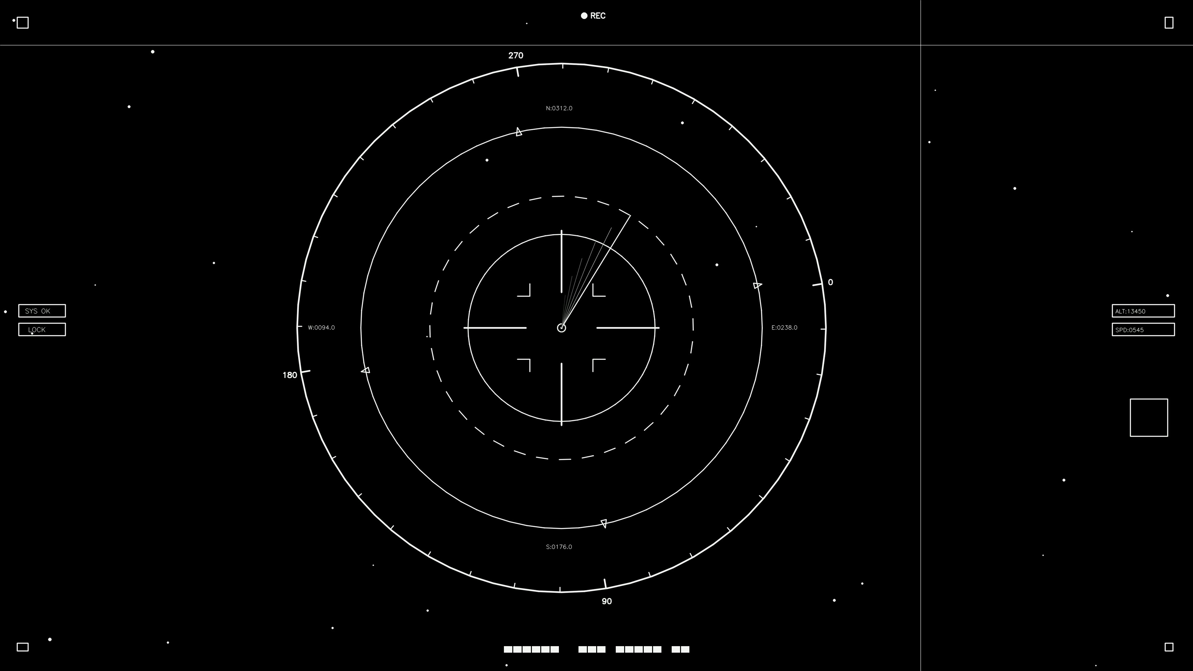 Animation of hud elements for web design and sci-fi video editing scenarios