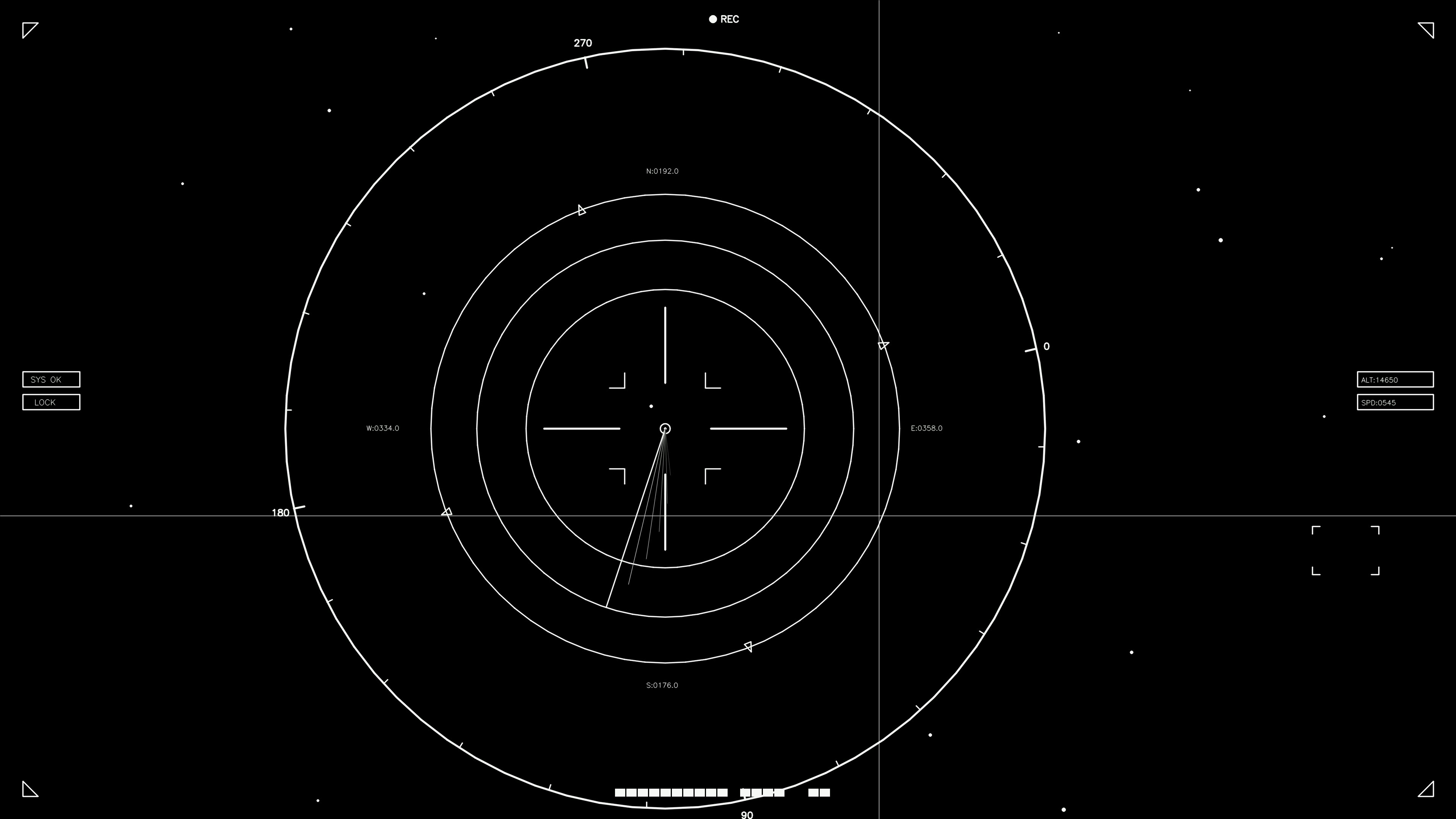Animation of hud elements for web designers and sci-fi video creators with circular radar display and various indicators
