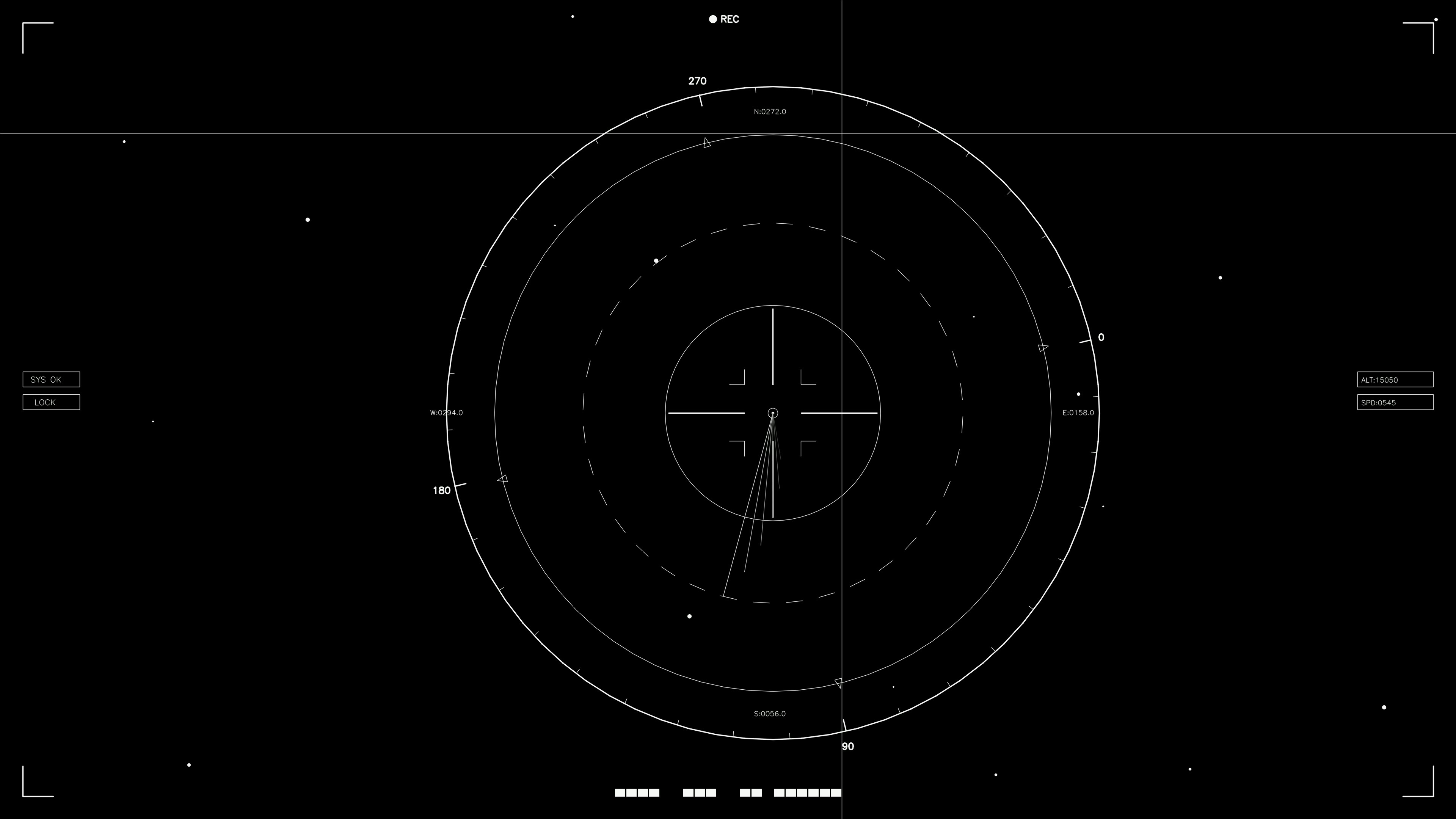 Animation of hud elements for web design and sci-fi video cutting in dark background with lines and circles displayed