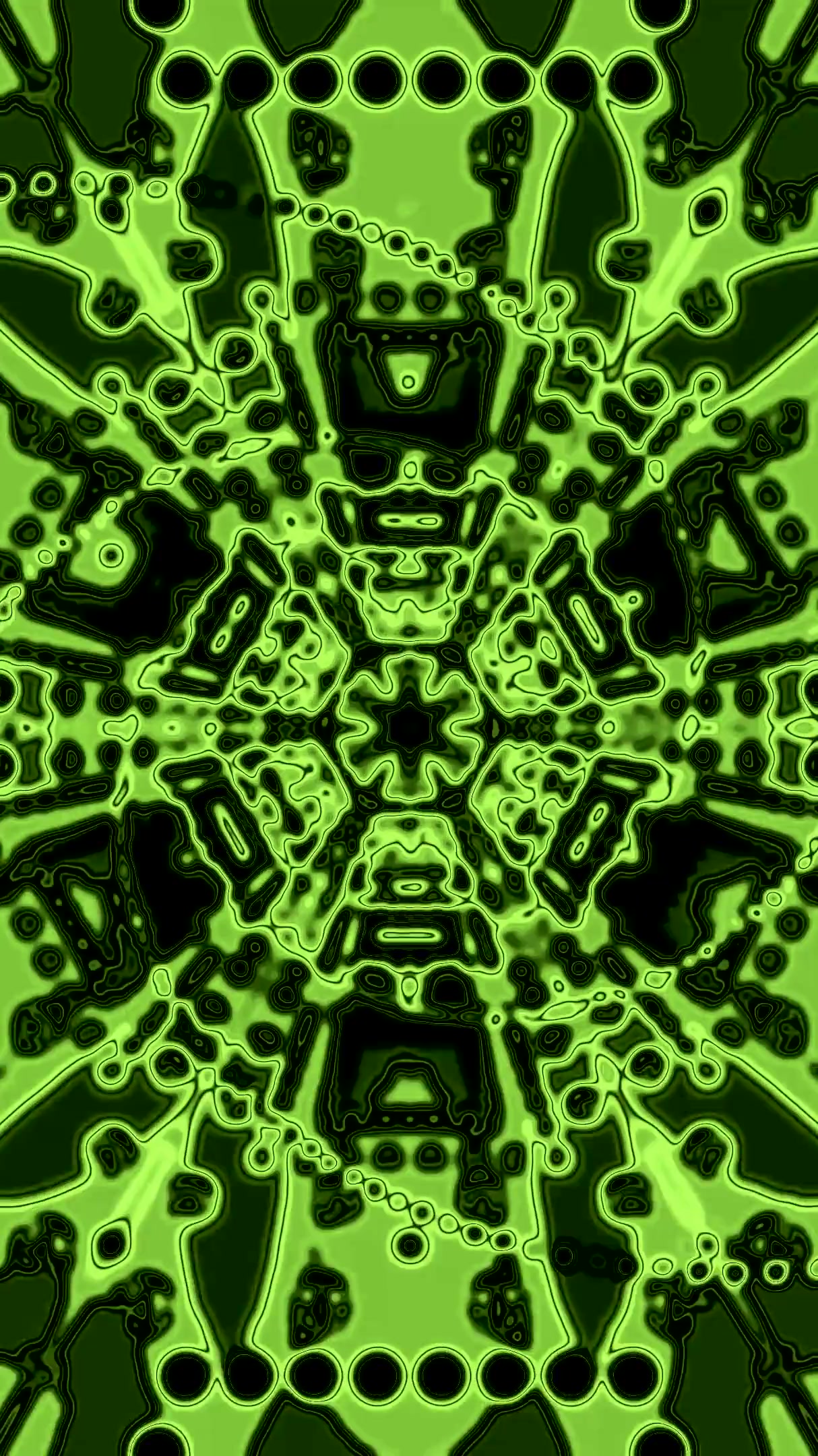 Seamless looping tunnel video with vivid green patterns for capti