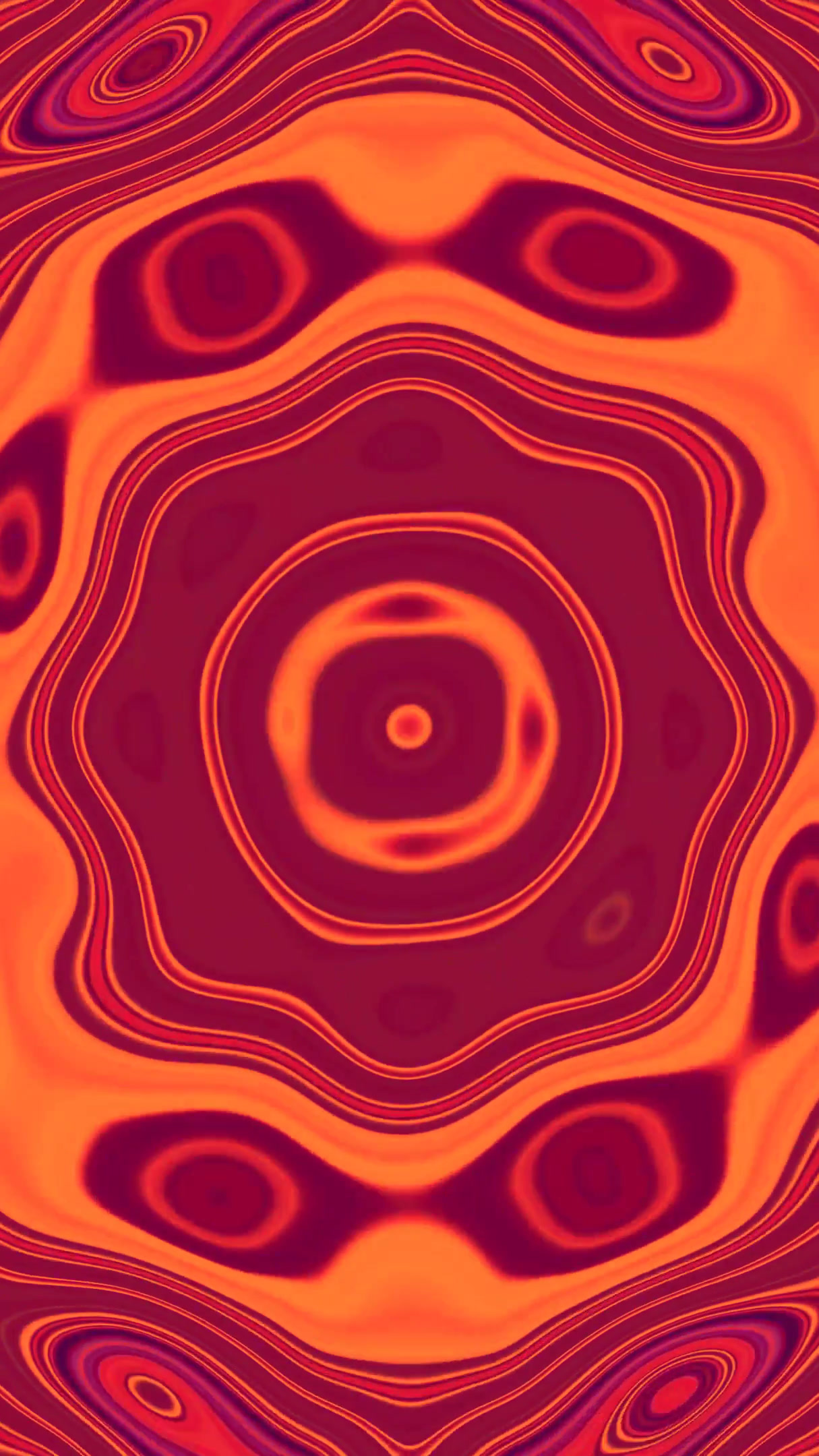 Seamless tunnel video loop with vibrant orange patterns for screensaver use