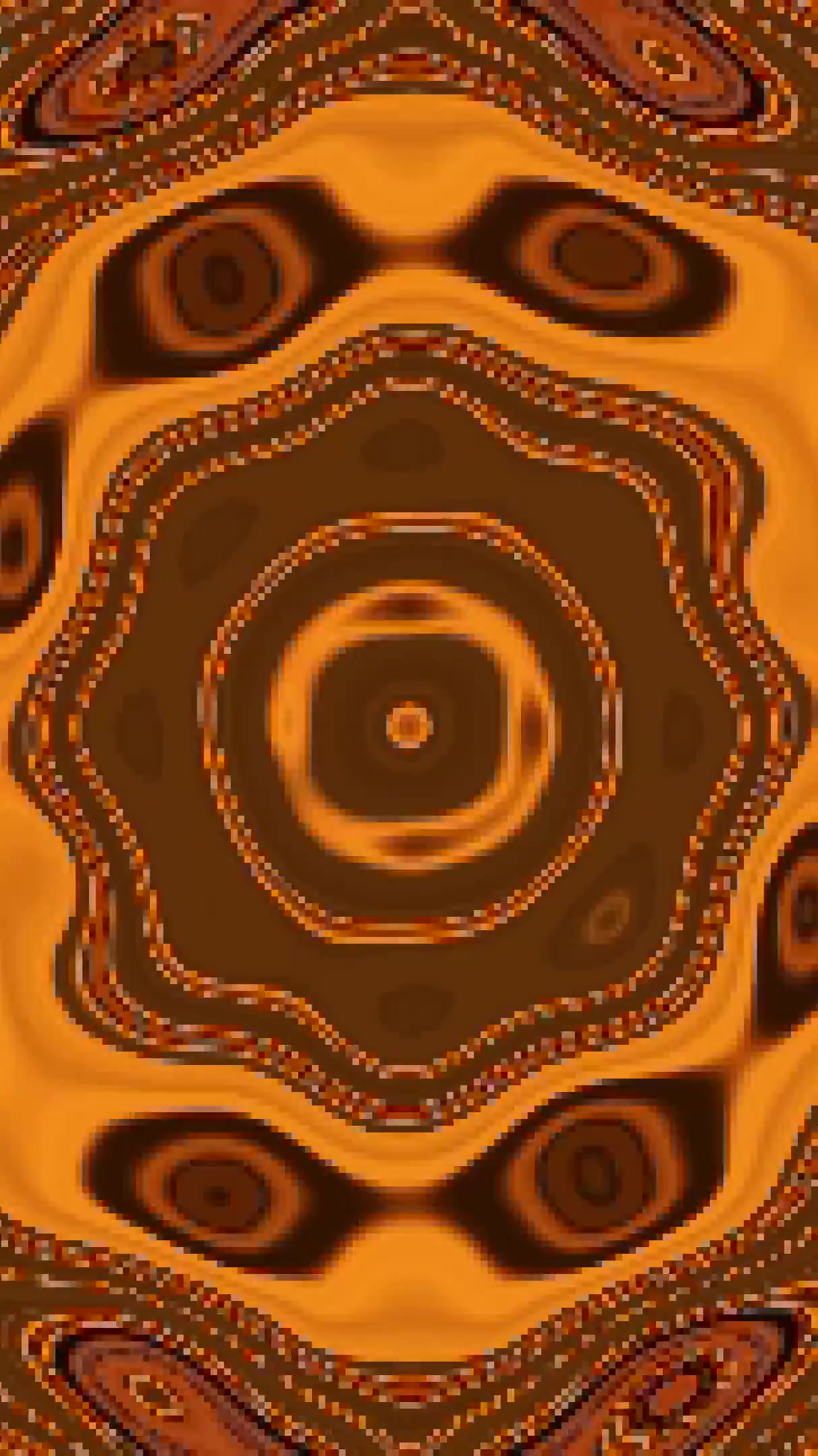 Explore a tunnel of warm oranges and browns in a seamless looping video screensaver set in a digital space