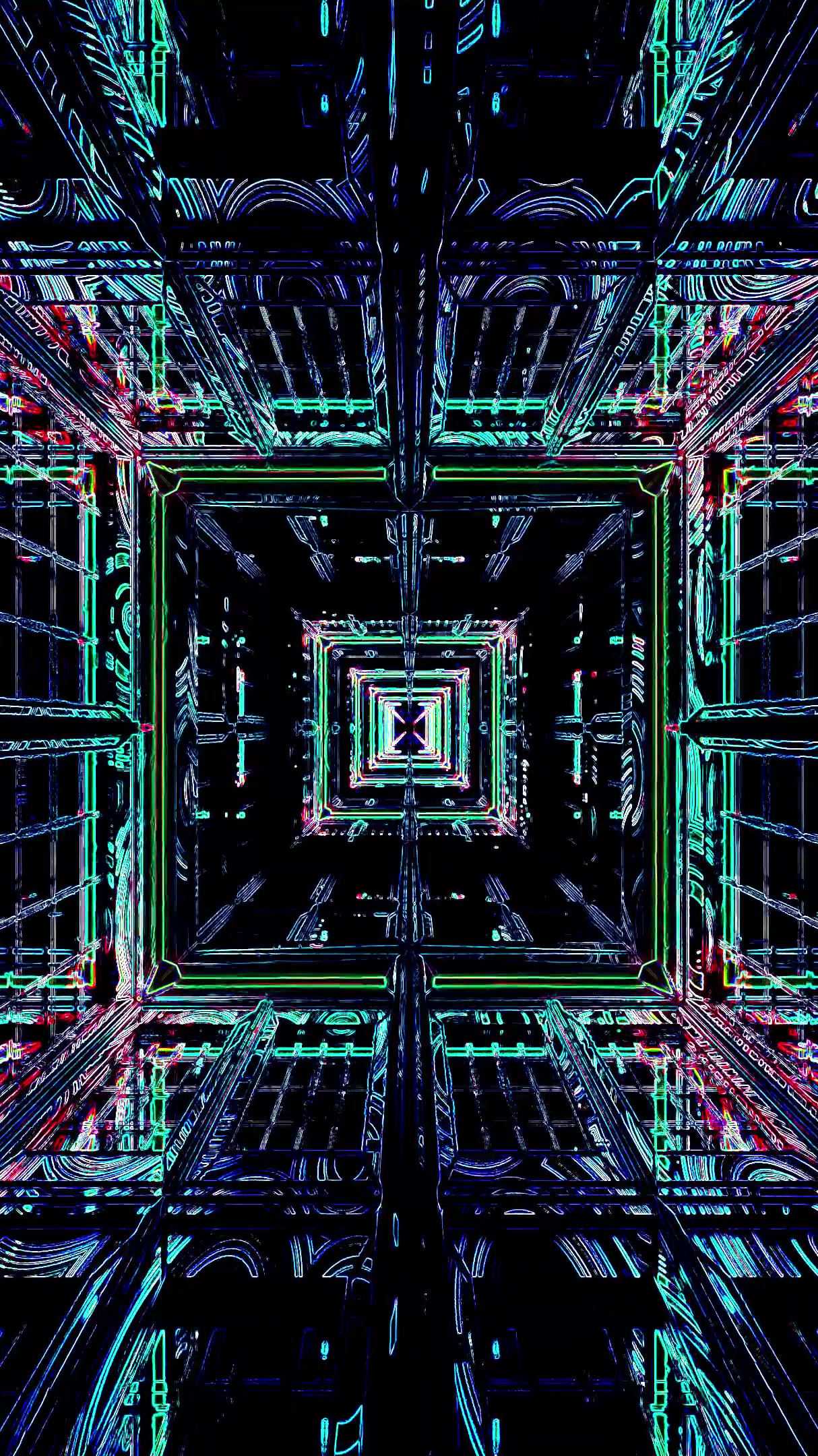 Seamless tunnel video loop showcasing vibrant colors and geometric patterns in a captivating digital space