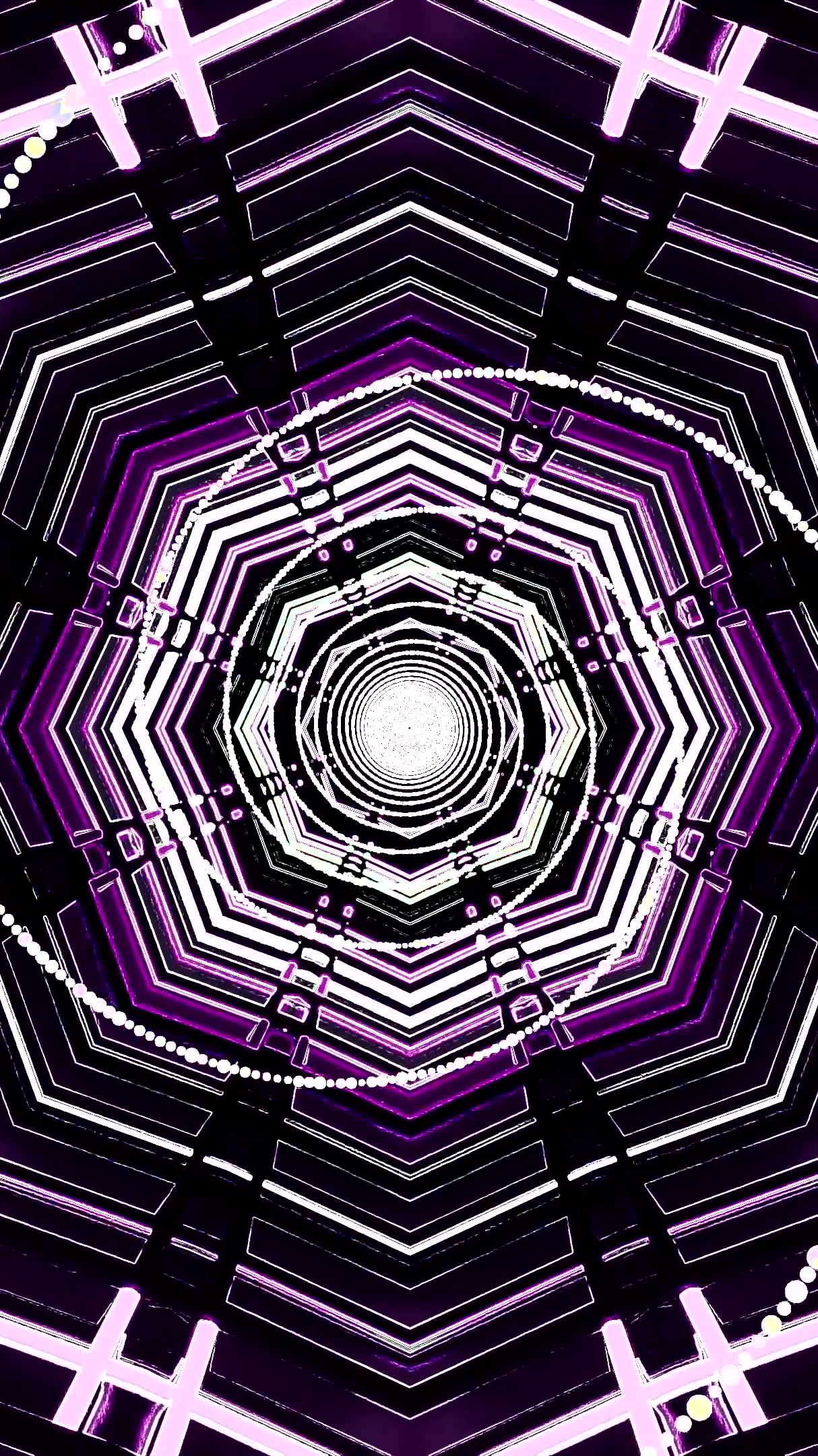 Seamless tunnel video loop with vibrant colors and geometric patt