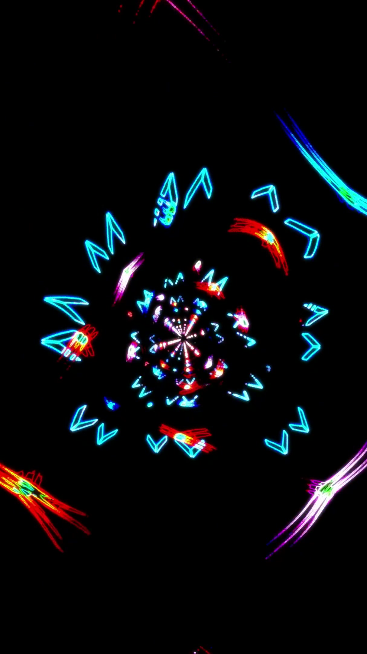 Dynamic tunnel video loop screensaver with vibrant colors and sea