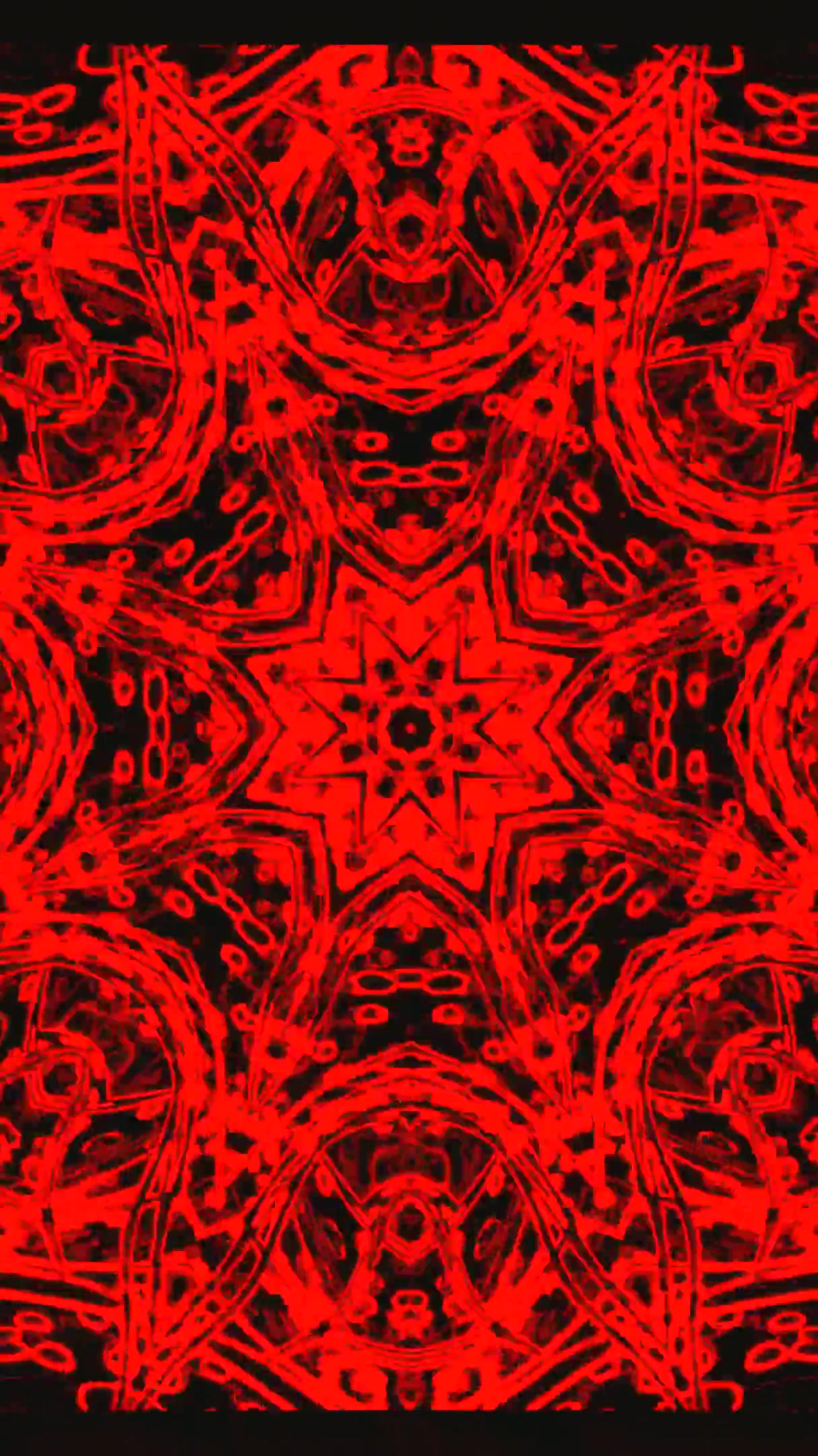 Seamless tunnel video loop screensaver with intricate red pattern