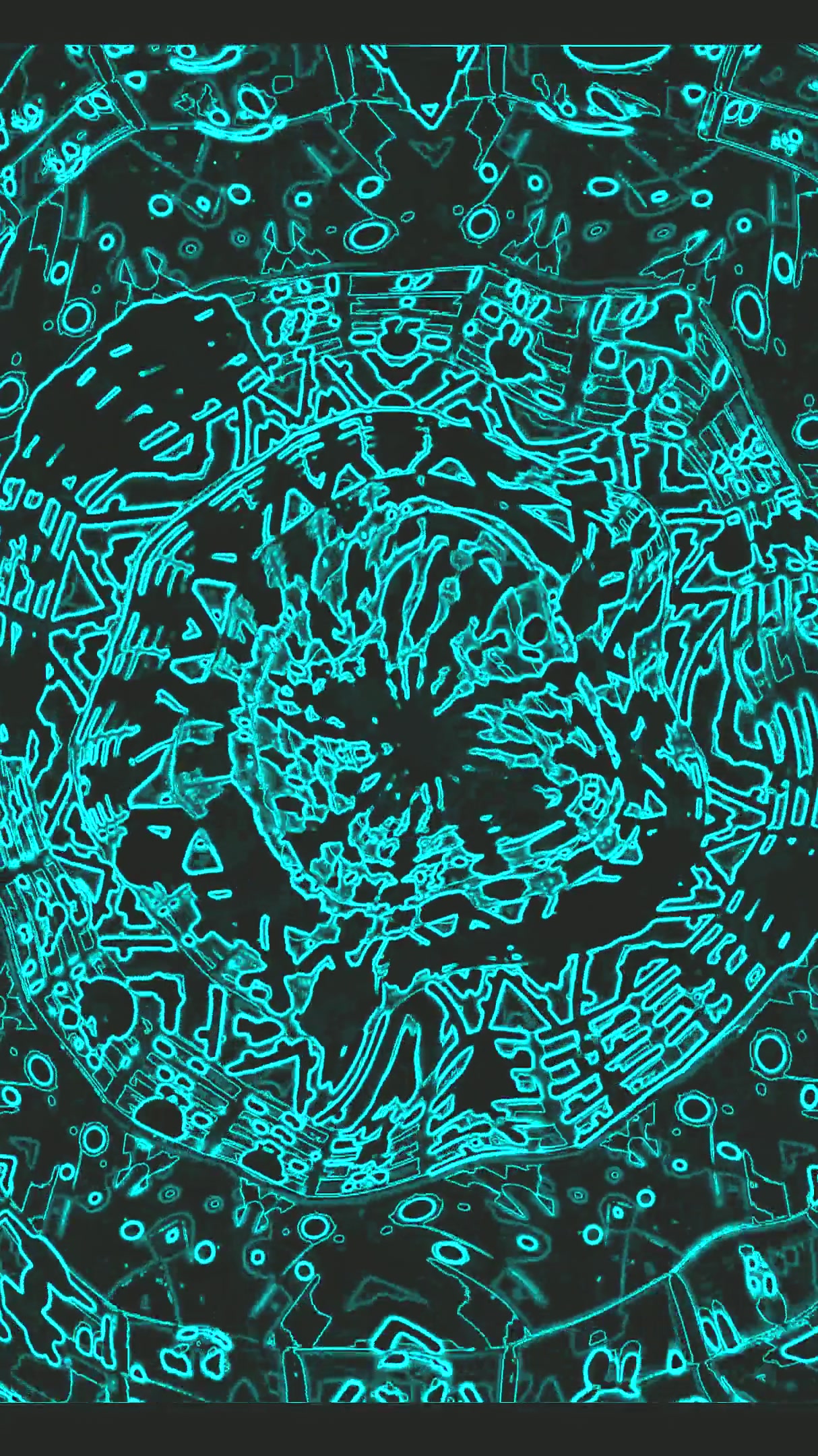 Seamless tunnel video loop screensaver with vibrant blue neon pat