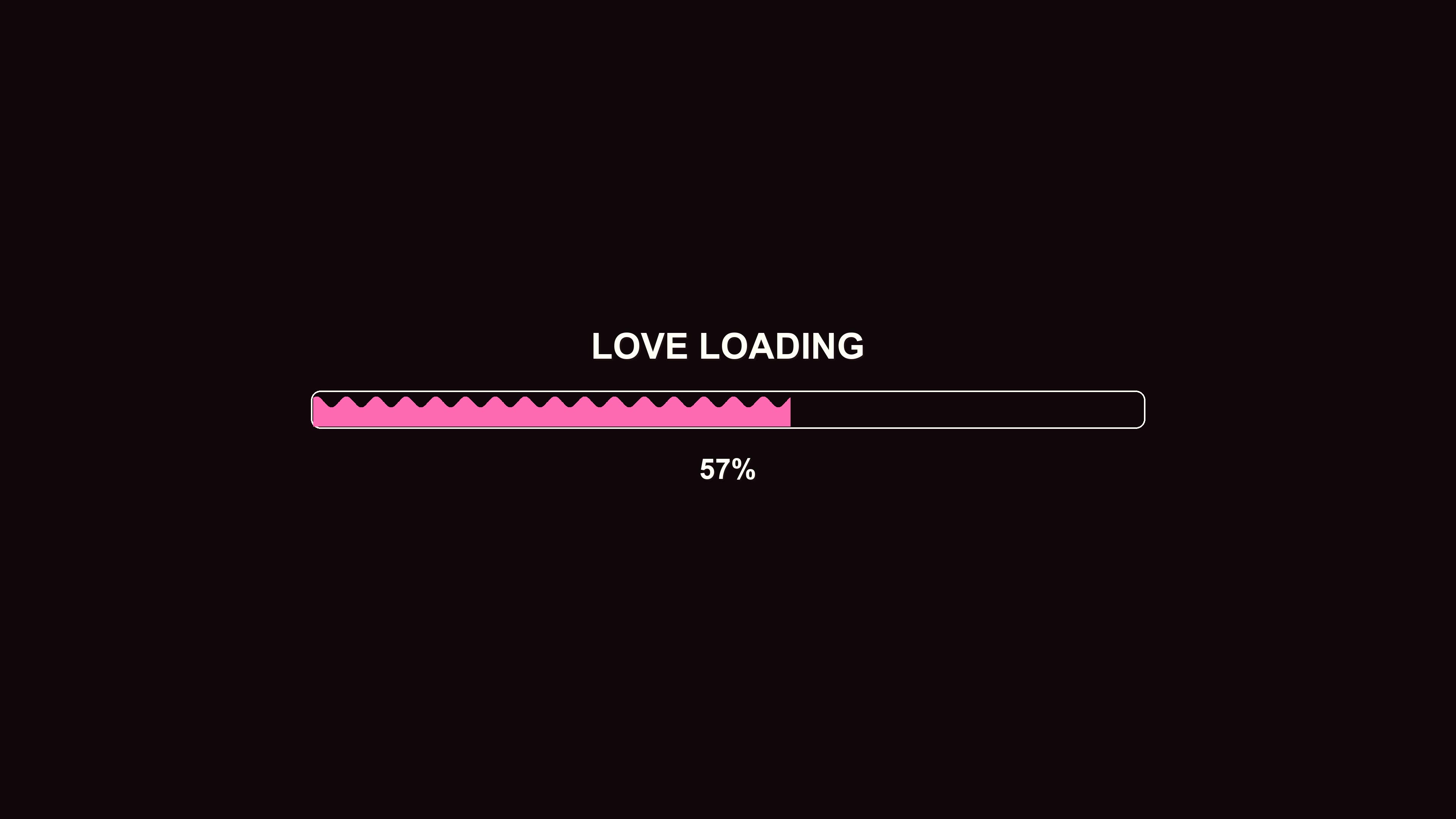 Loading progress bar animation showing love loading and completion percentage in simple design