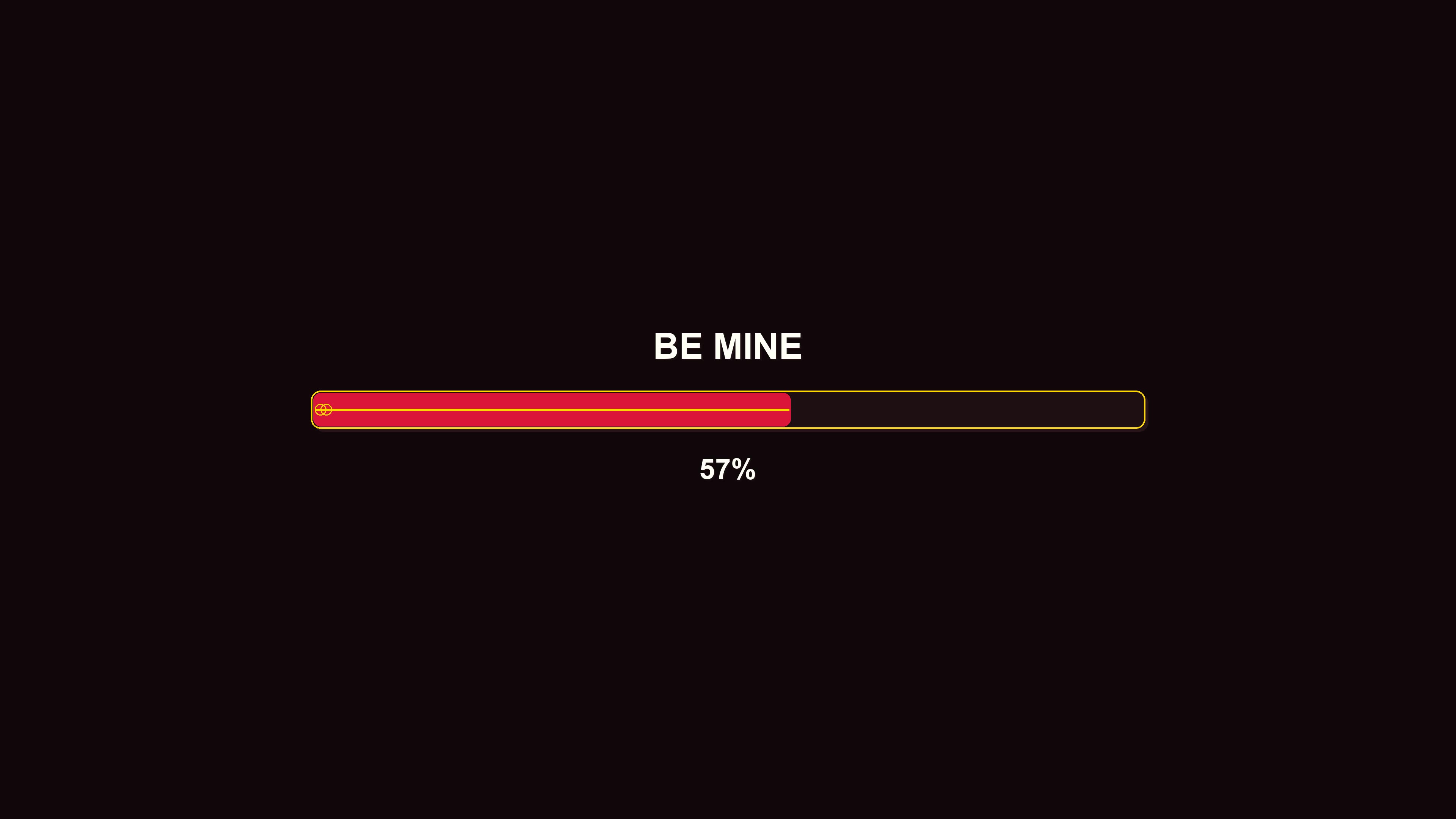 Progress bar animation indicating completion with text and percentage displayed in bright colors