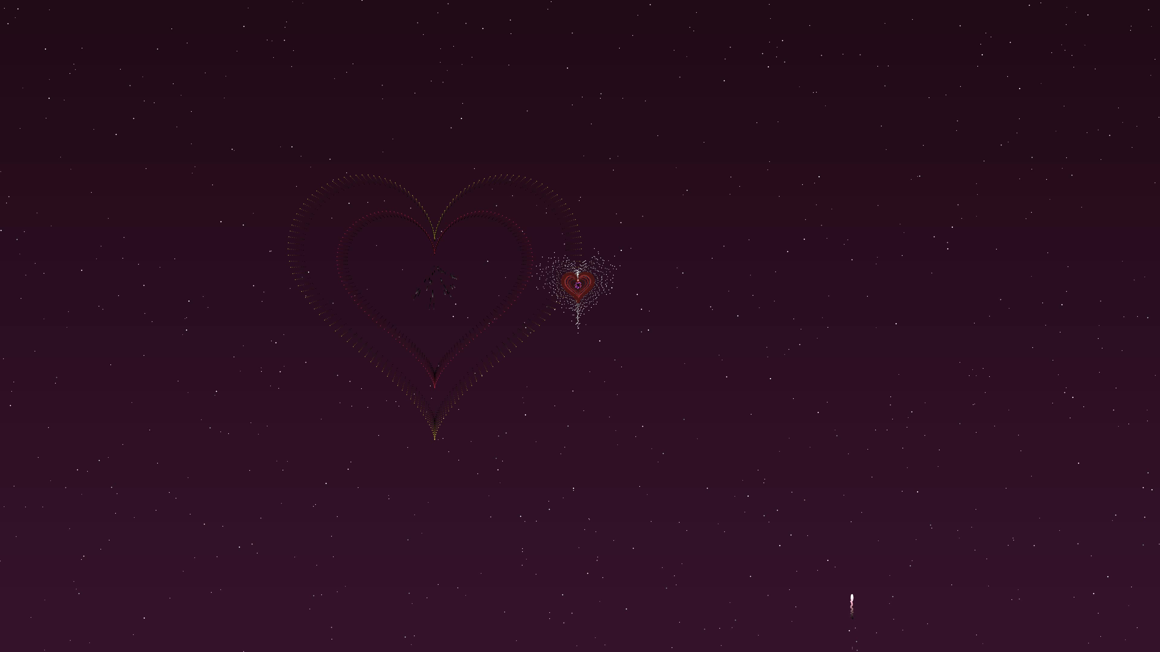 Valentines day fireworks show with heart explosions in the night sky for special celebration of love and romance