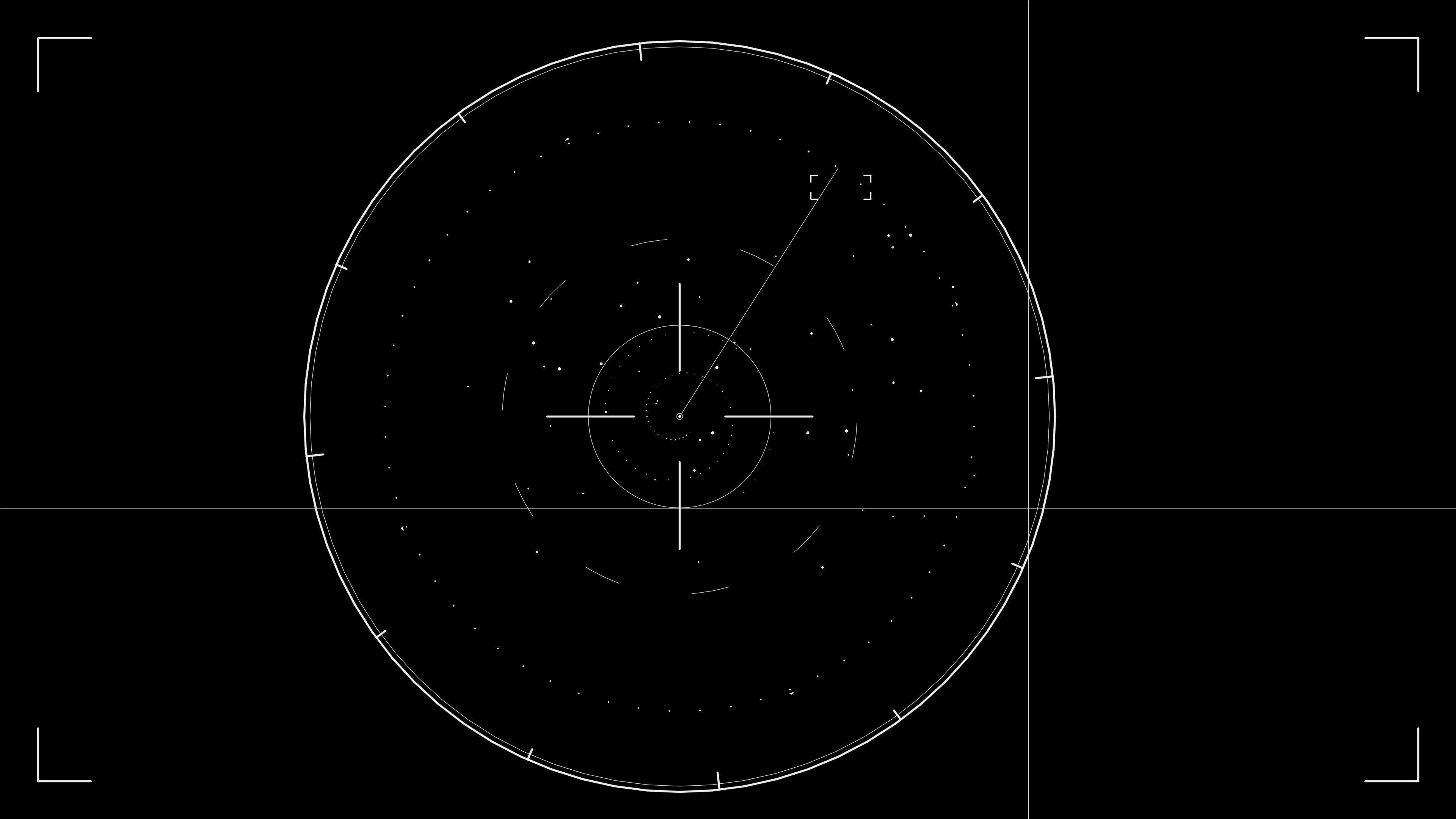 Animation of hud elements for web design and sci-fi video editing with circular radar display and markers shown