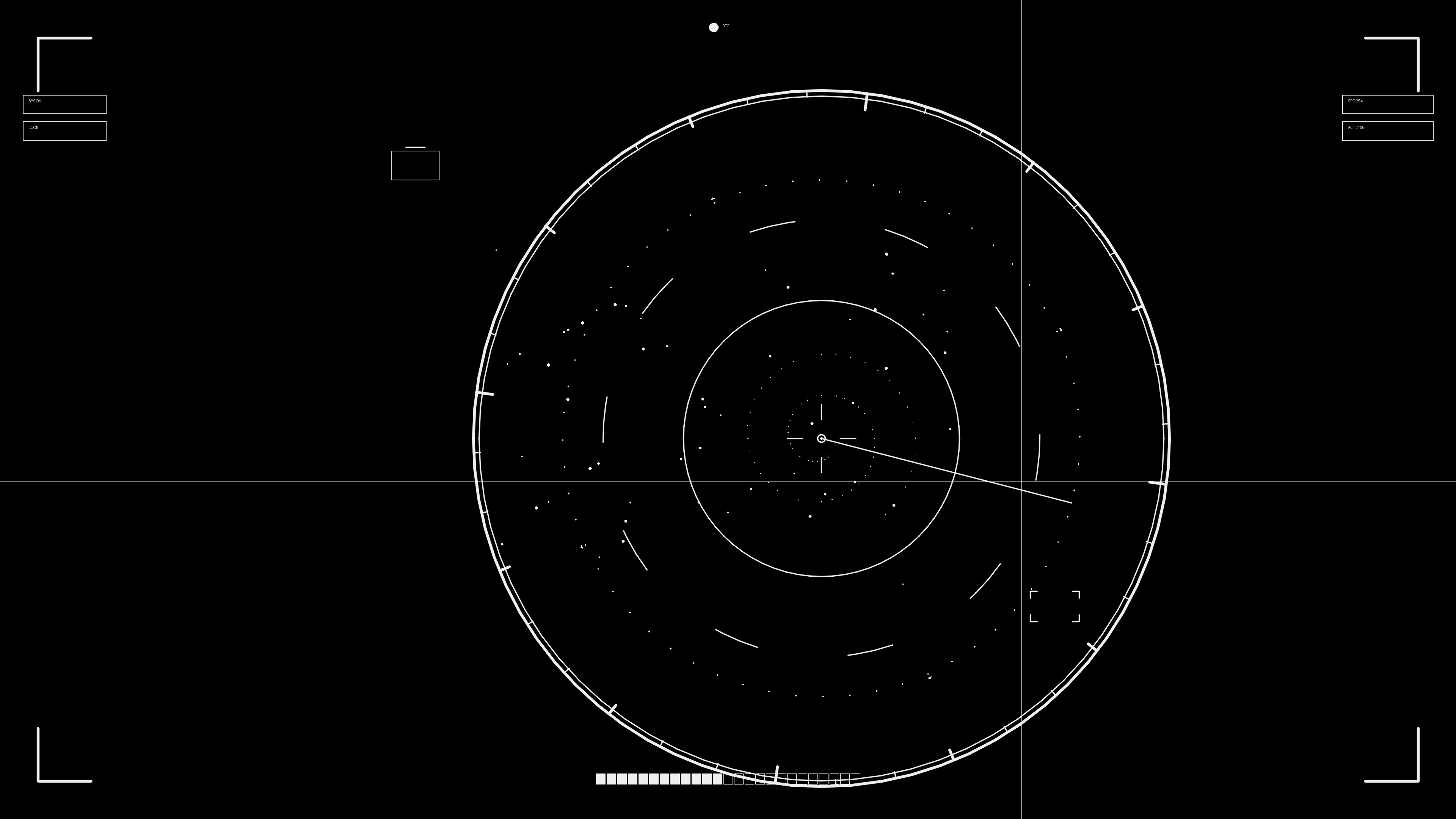 Hud elements animation for web designers and sci-fi video creators showing circular radar display in dark theme