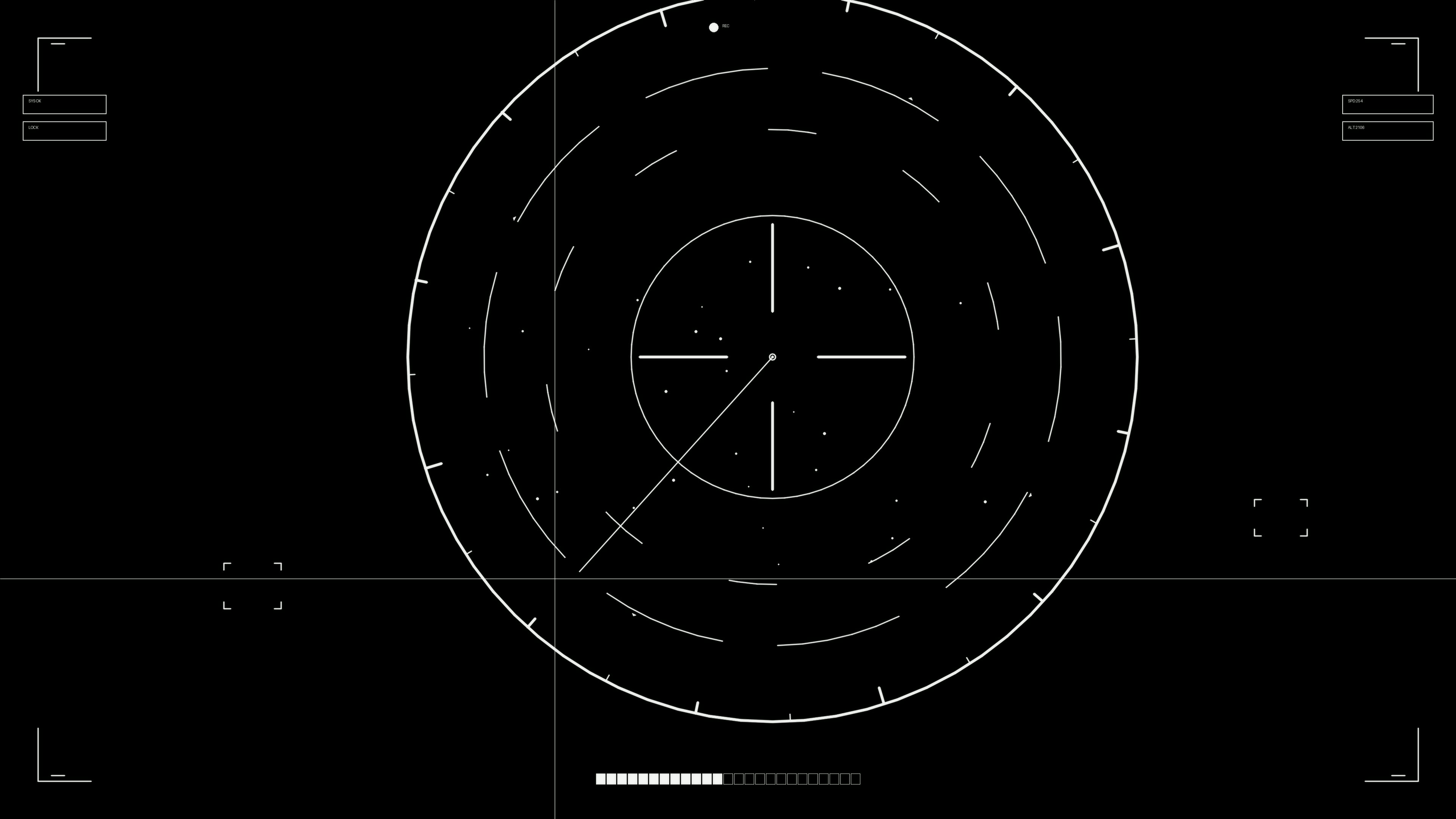 Hud elements animation for webdesign and sci-fi video editing showing radar display with circles and lines