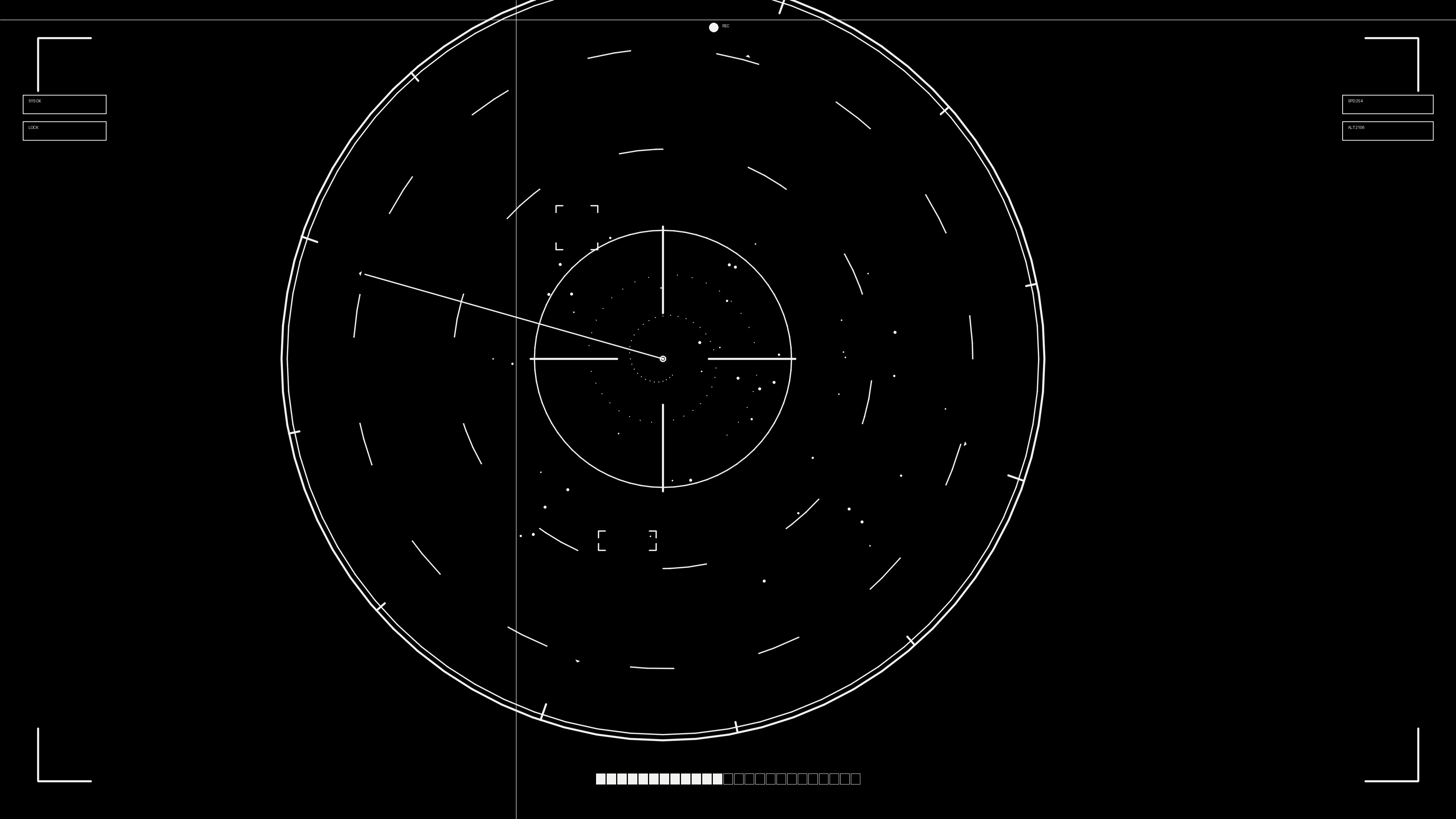 Animation displaying hud elements for web designers and sci-fi video editors during a digital project setup